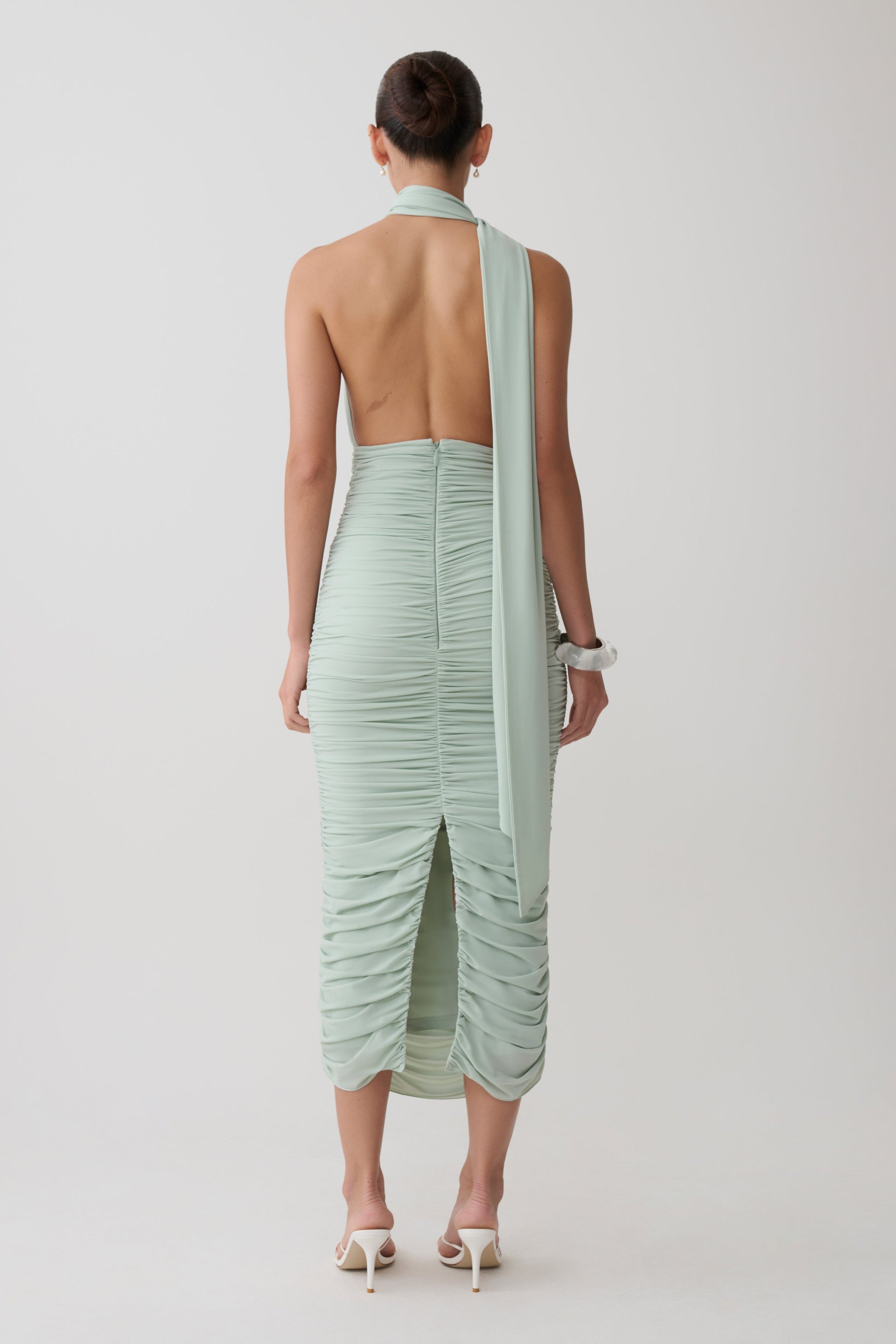 Giannie Draped Midi Dress - Aqua Grey #2