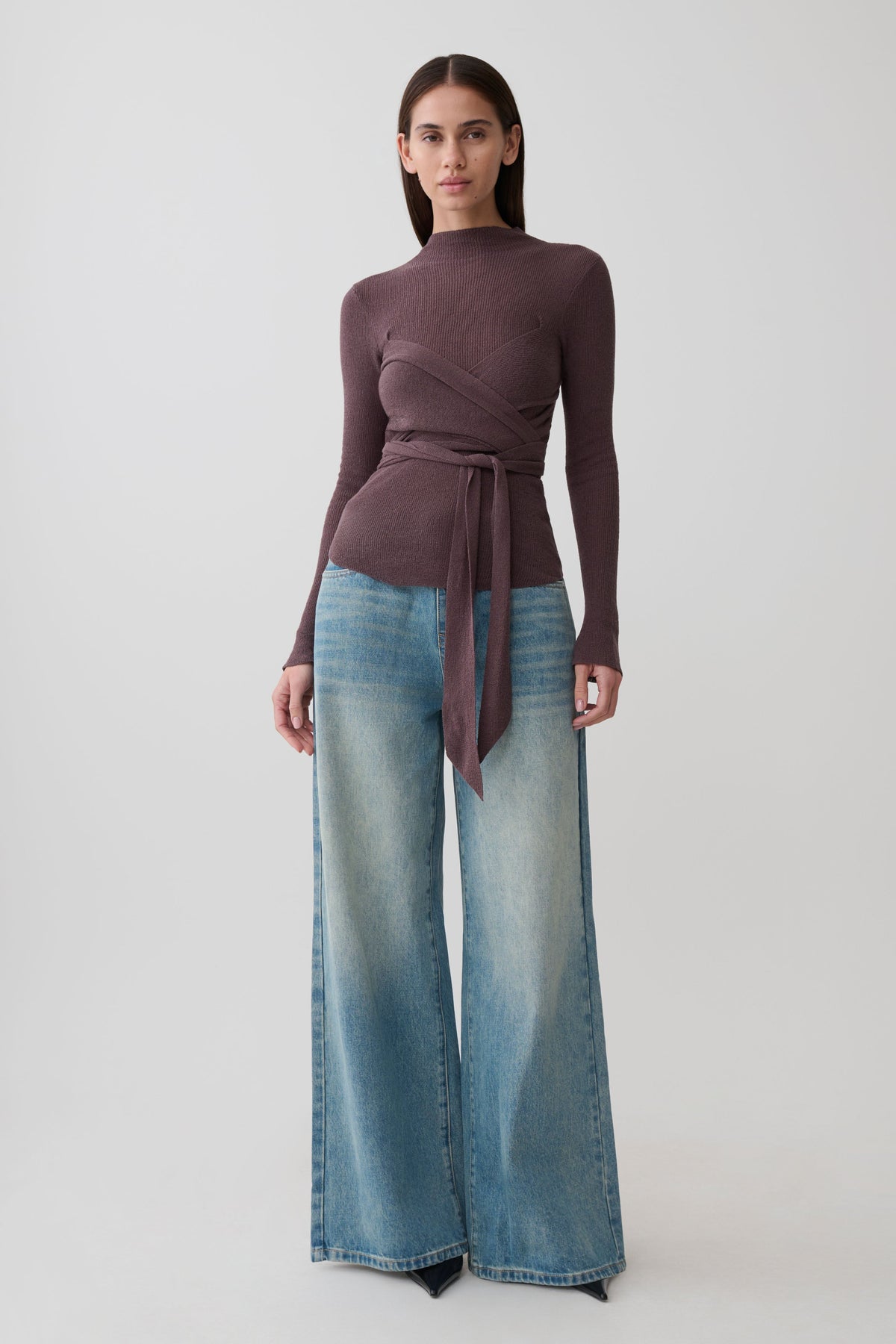 Lawson Wrap Knit Long Sleeve Top - Peppercorn