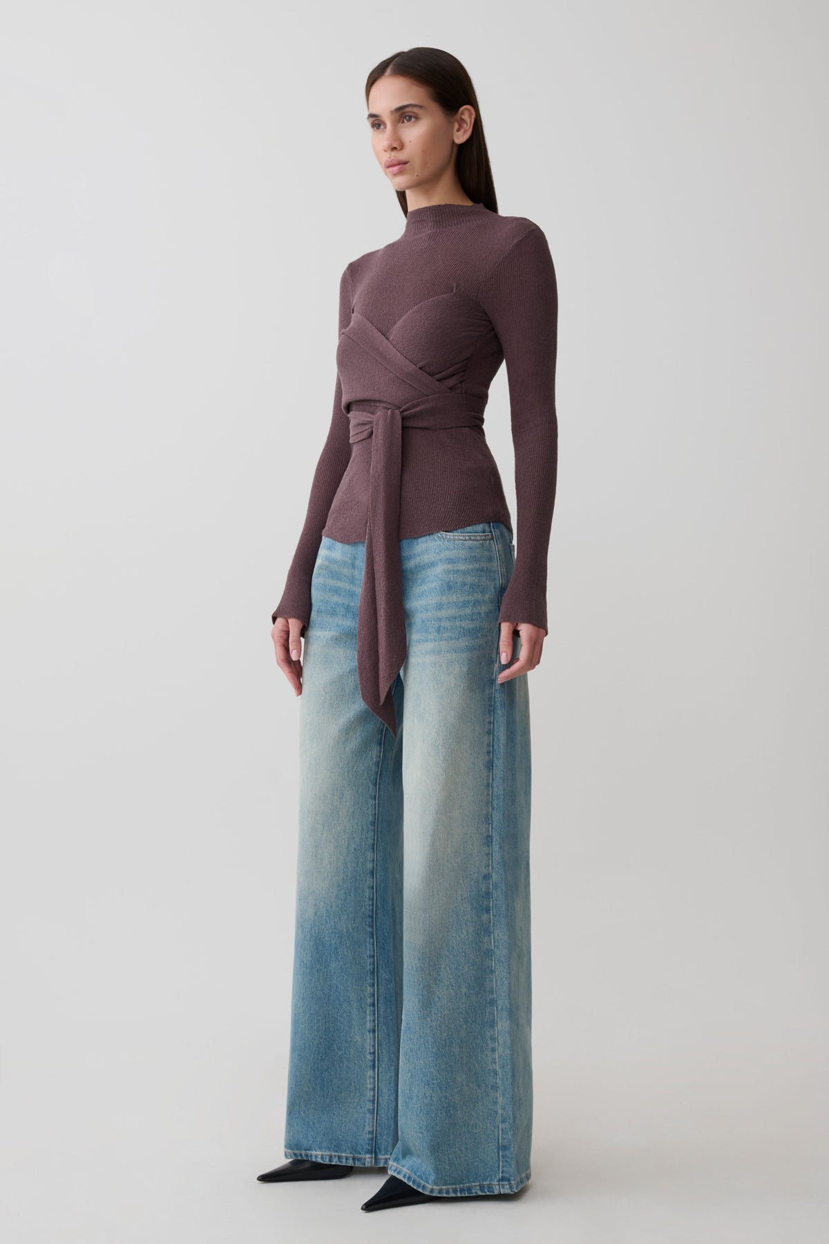 Lawson Wrap Knit Long Sleeve Top - Peppercorn #5