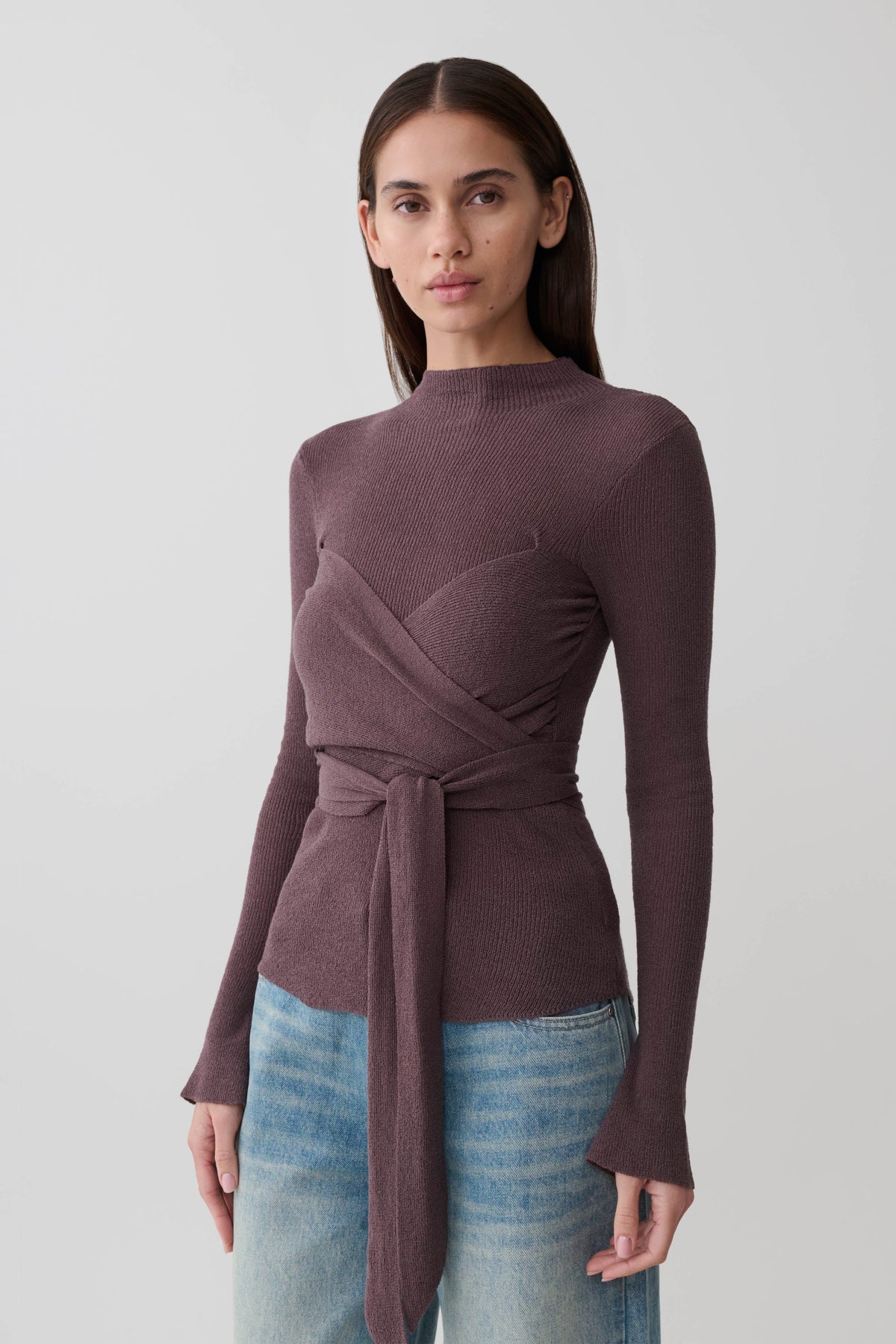 Lawson Wrap Knit Long Sleeve Top - Peppercorn #4