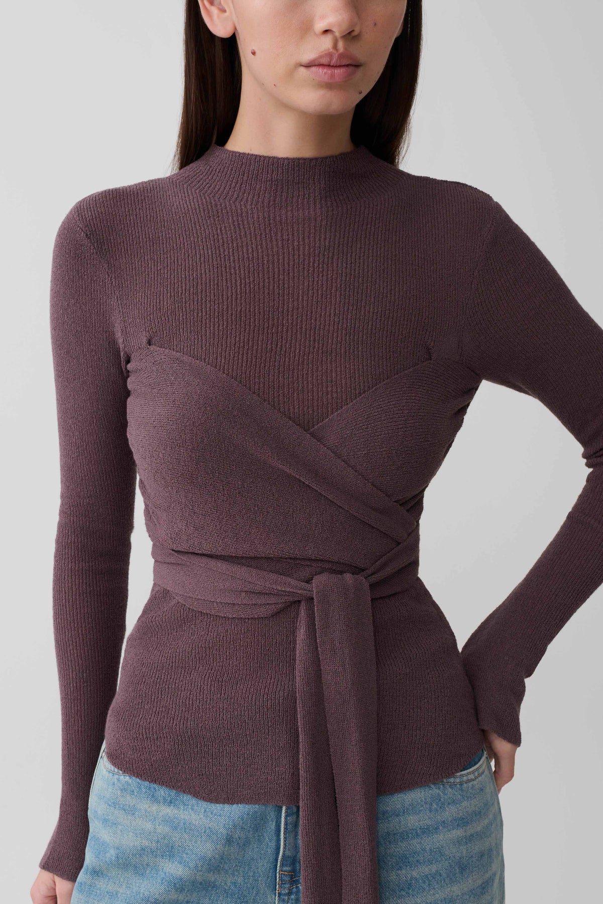 Lawson Wrap Knit Long Sleeve Top - Peppercorn #2
