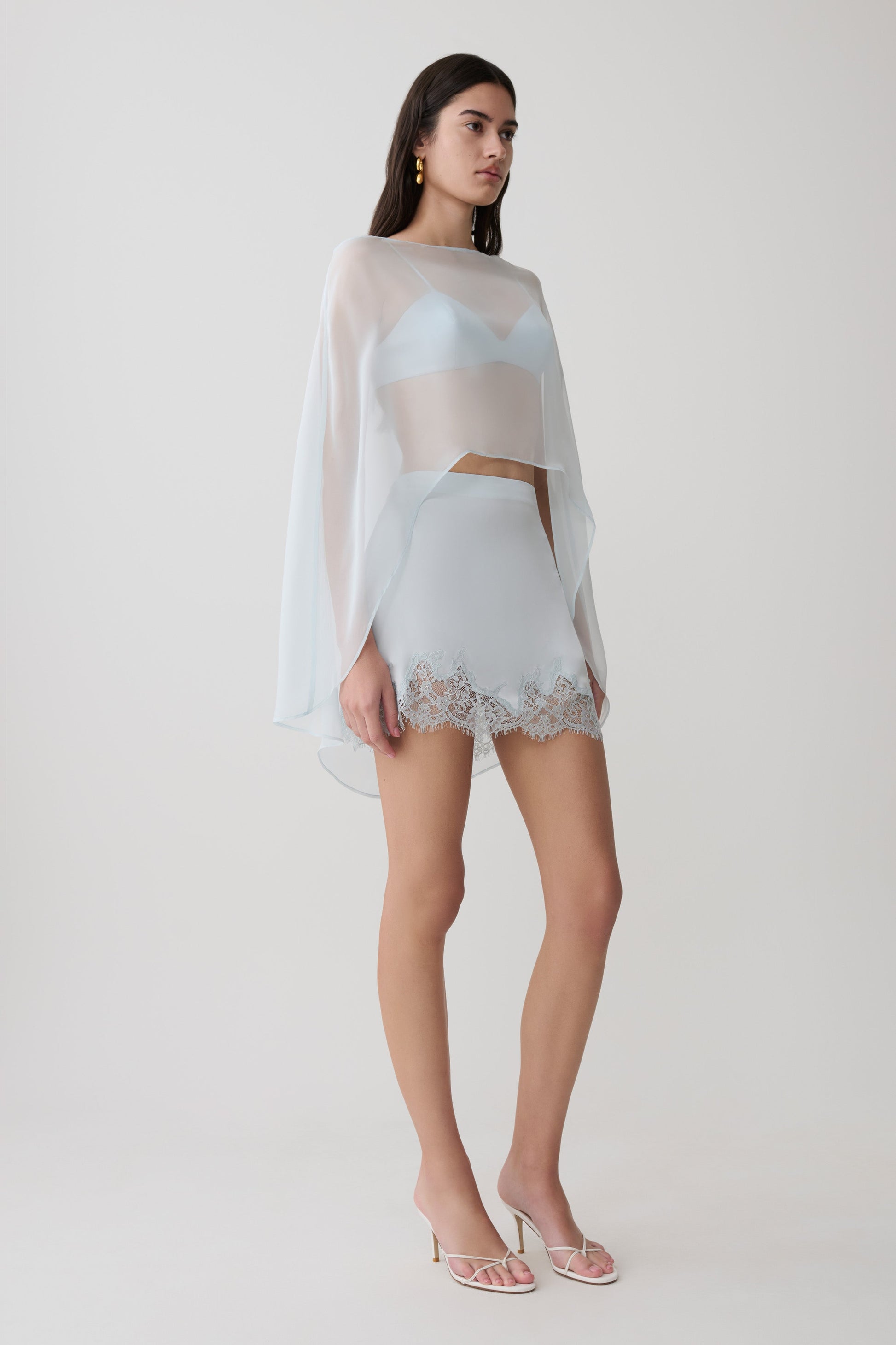 Kirstine Bralette With Chiffon Cape - Ice Blue #4