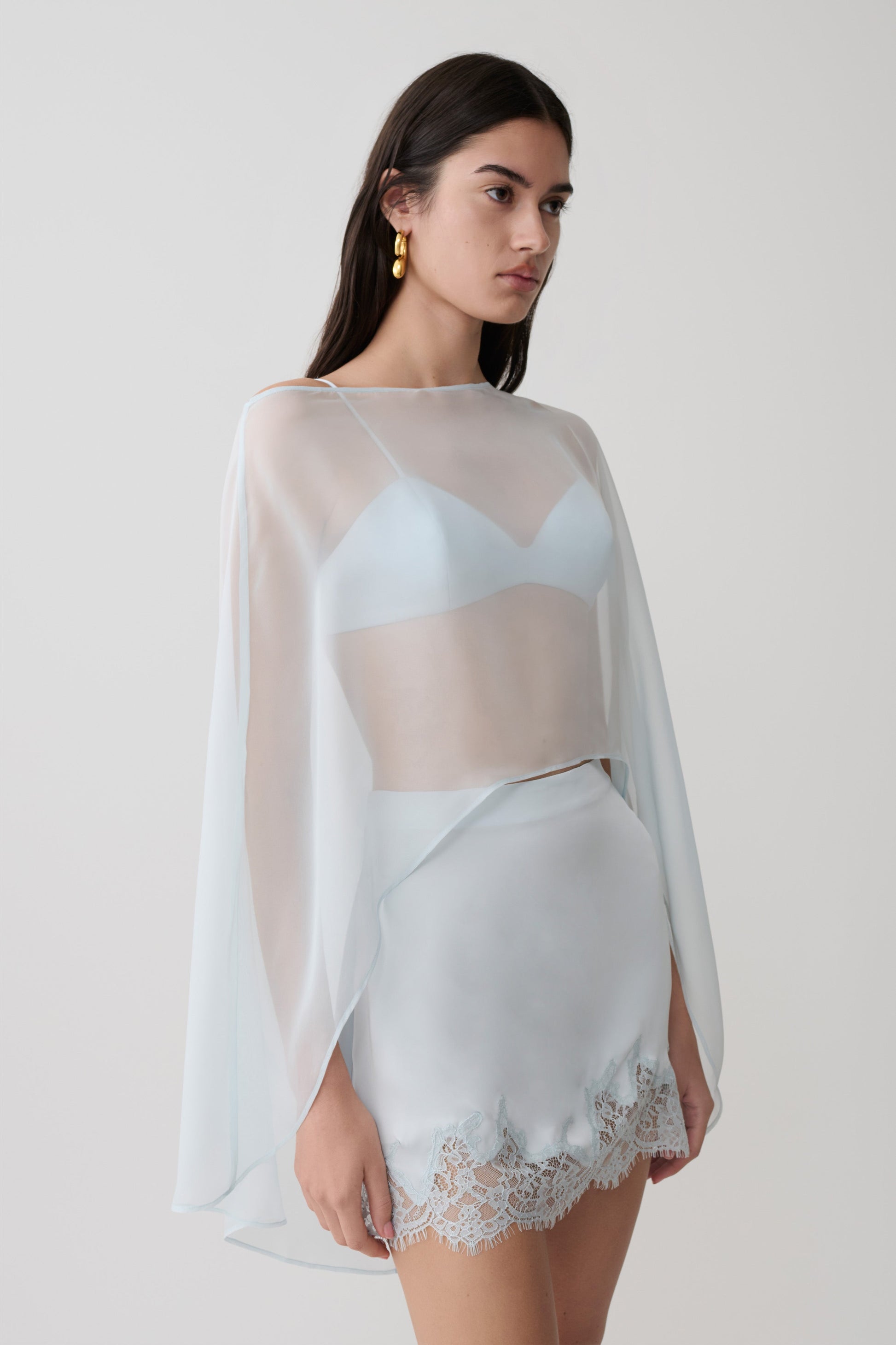 Kirstine Bralette With Chiffon Cape - Ice Blue #2