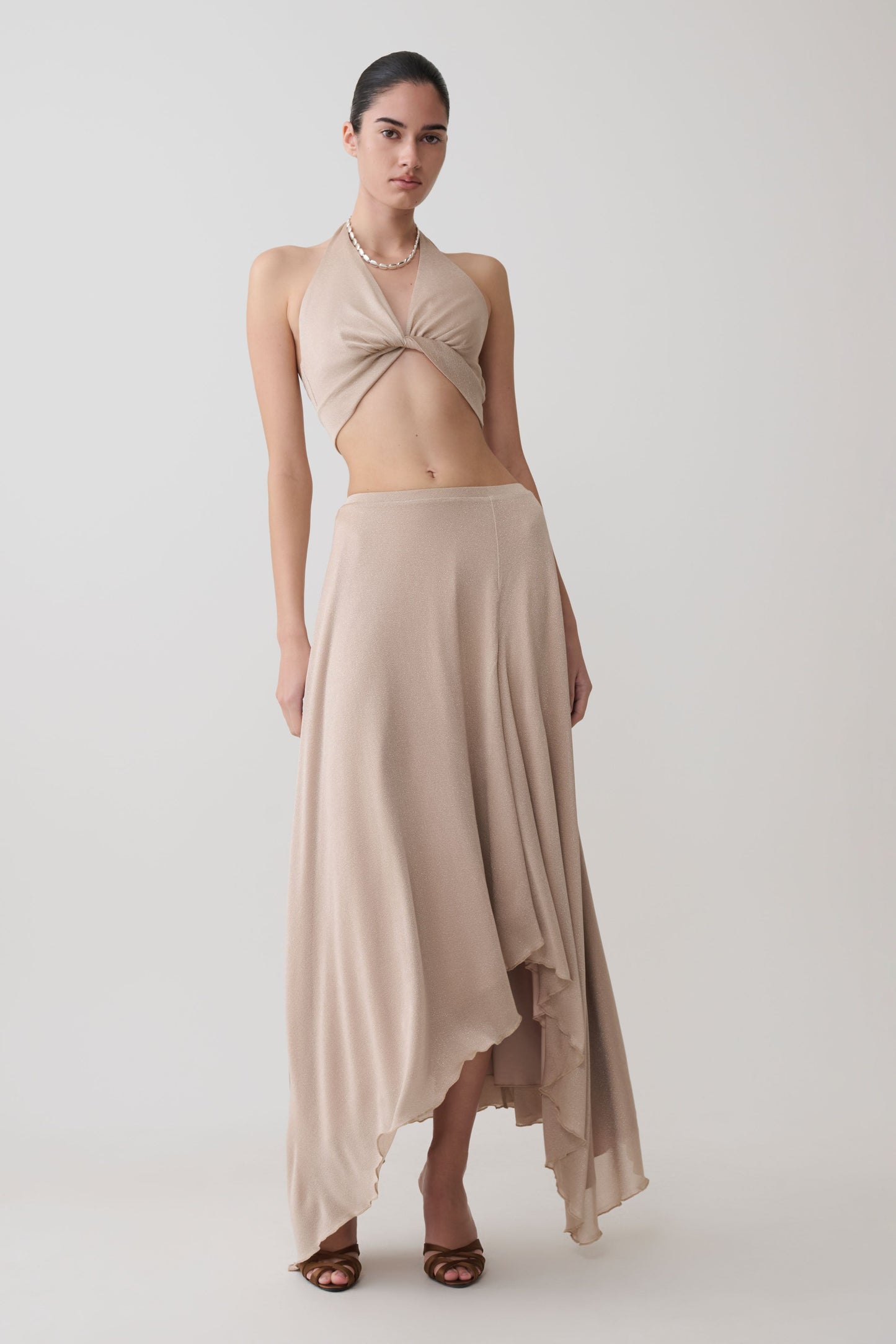 Nola Lurex Maxi Skirt - Gold