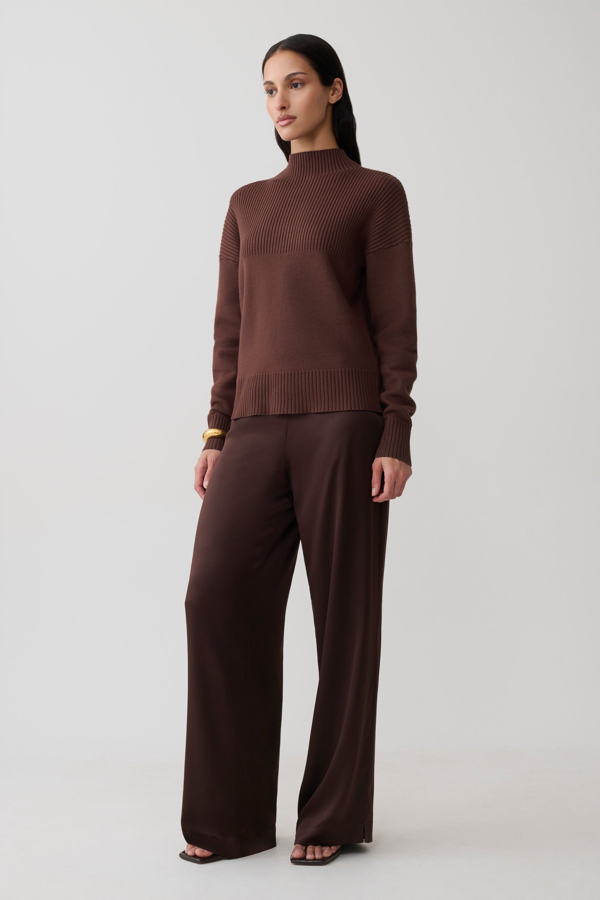 Stanley Ribbed High Neck Jumper - Chocolate #4