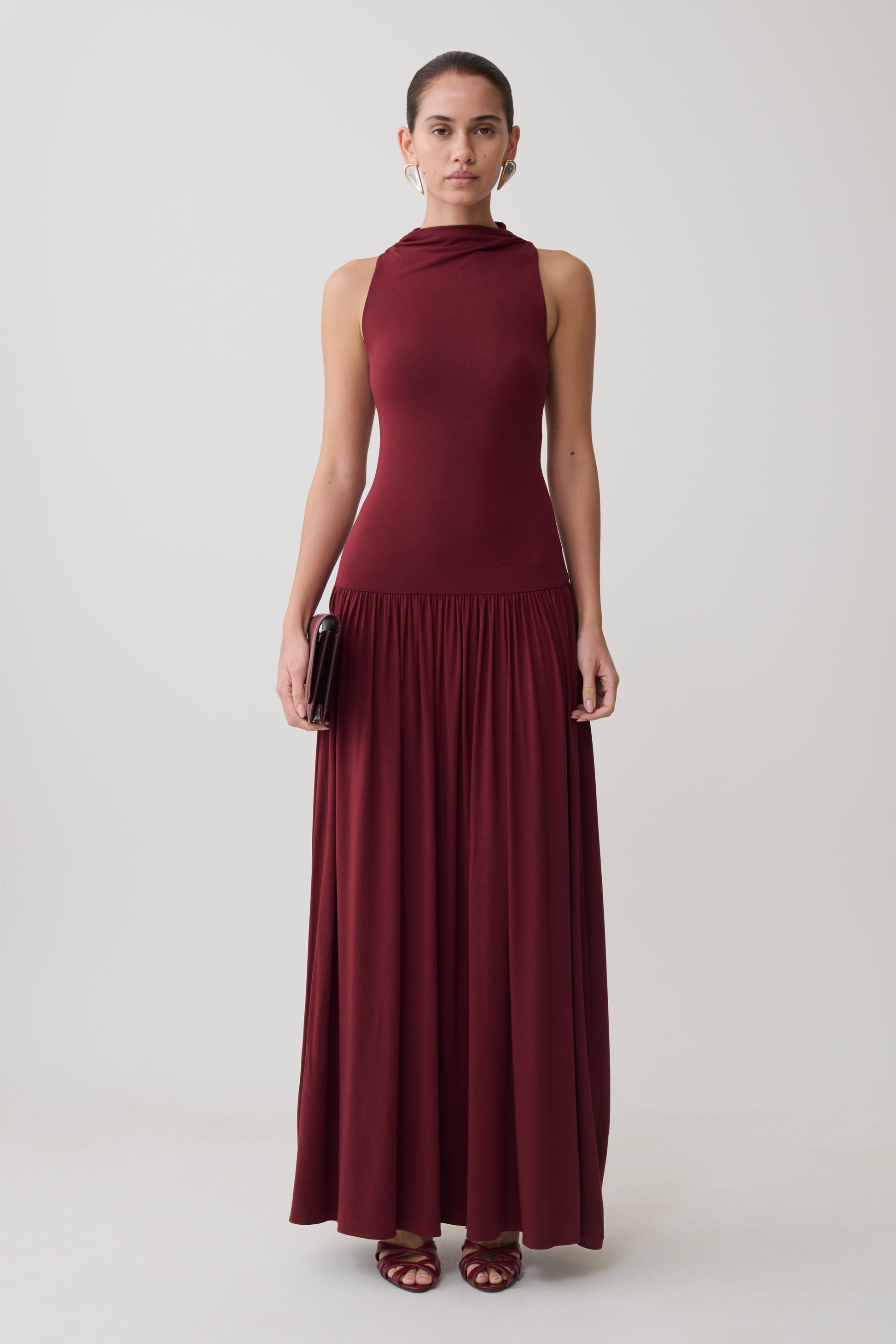 Zsela High Neck Modal Maxi Dress - Wine #4