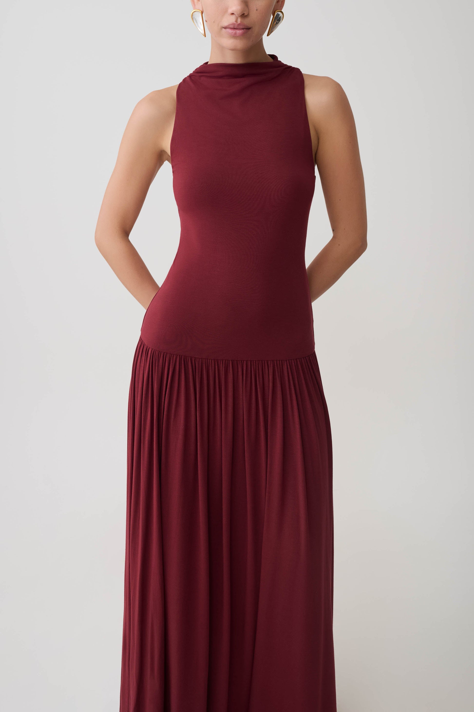 Zsela High Neck Modal Maxi Dress - Wine #7