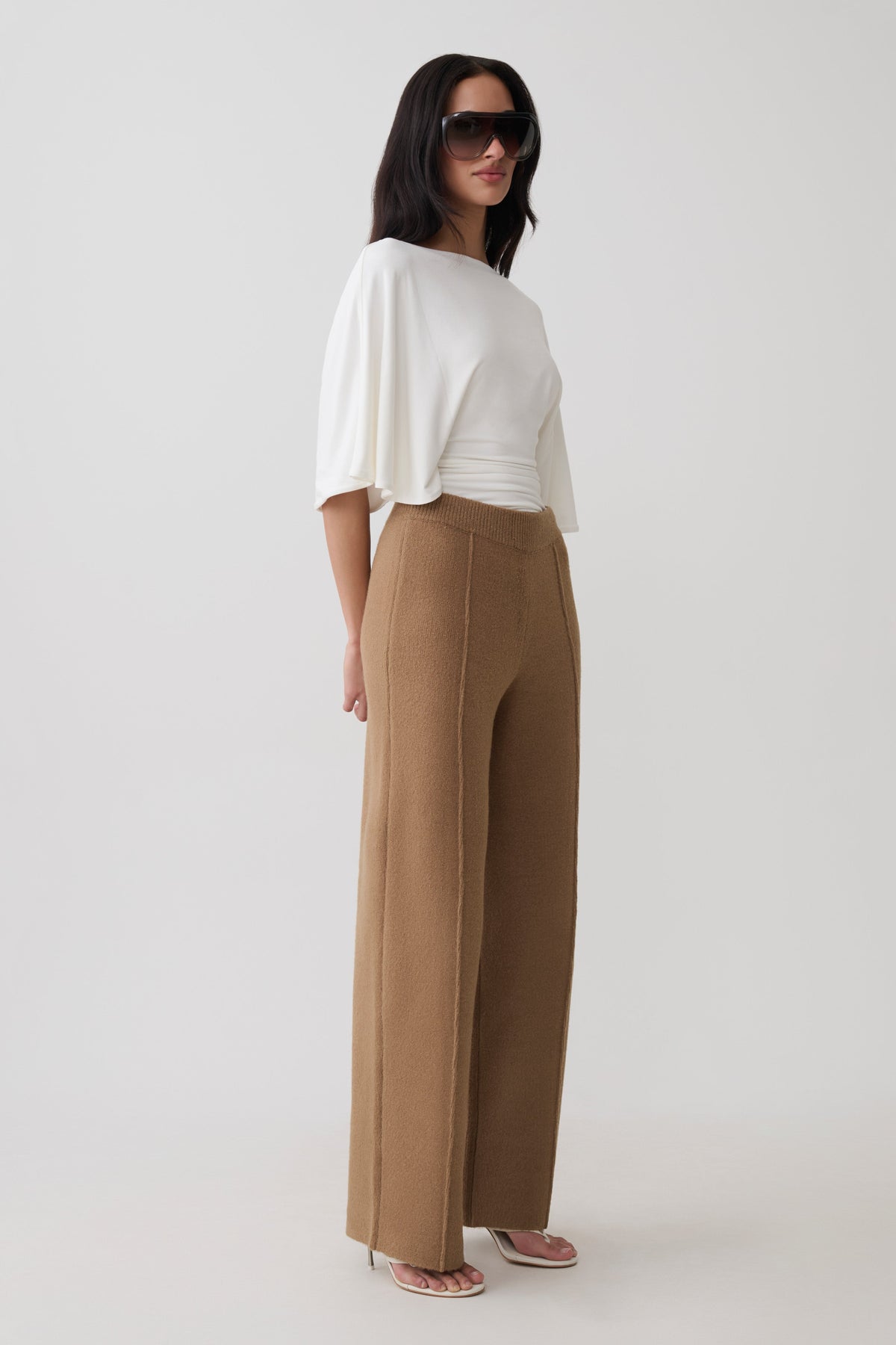 Brittany Pleat Front Knit Pants - Camel #4