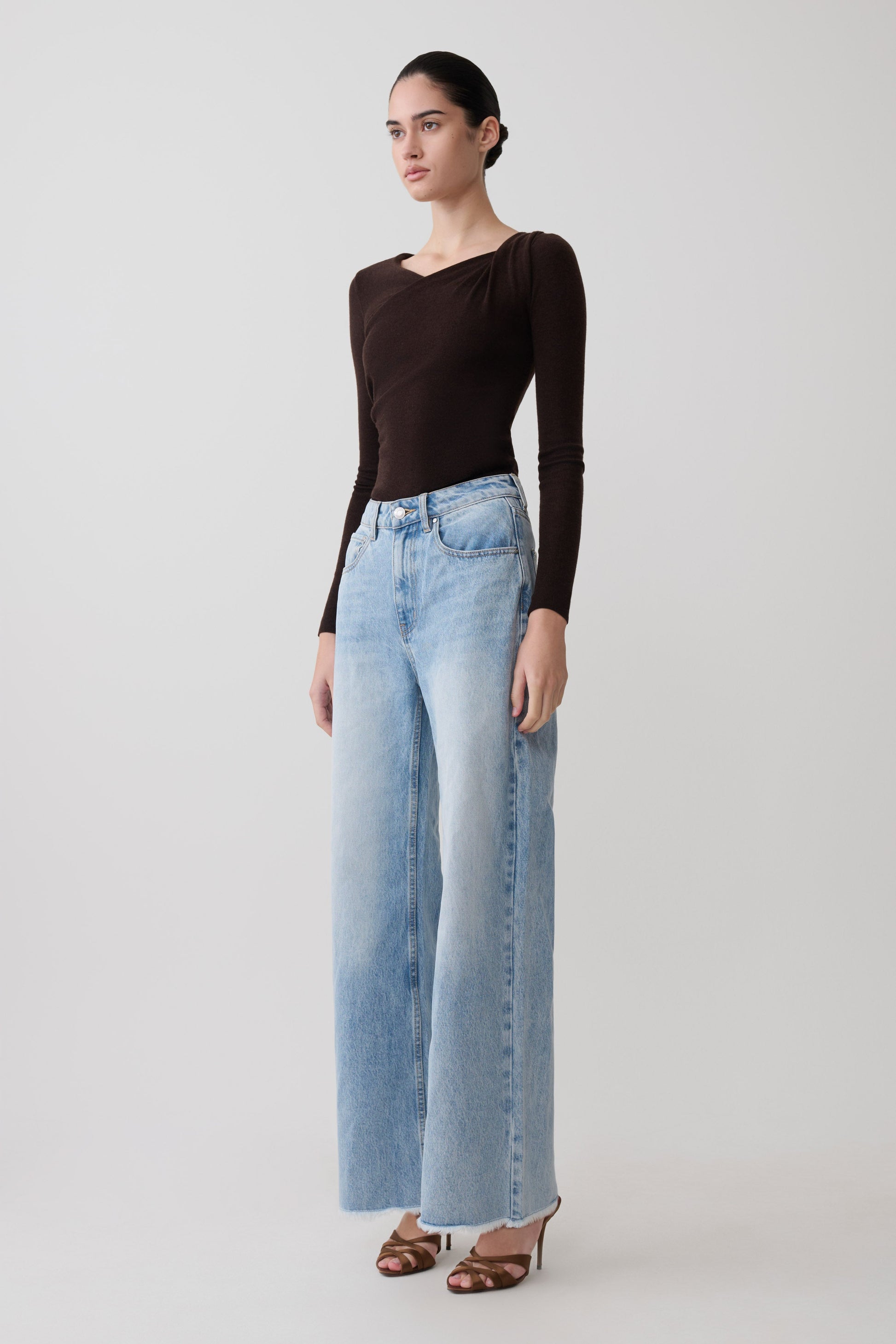 Culver Draped Twist Knit Top - Chocolate #4