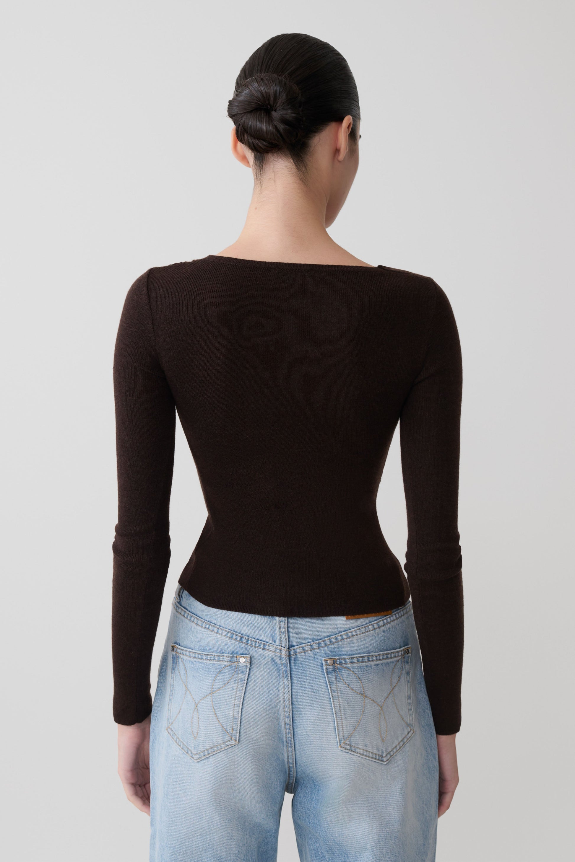 Culver Draped Twist Knit Top - Chocolate #2