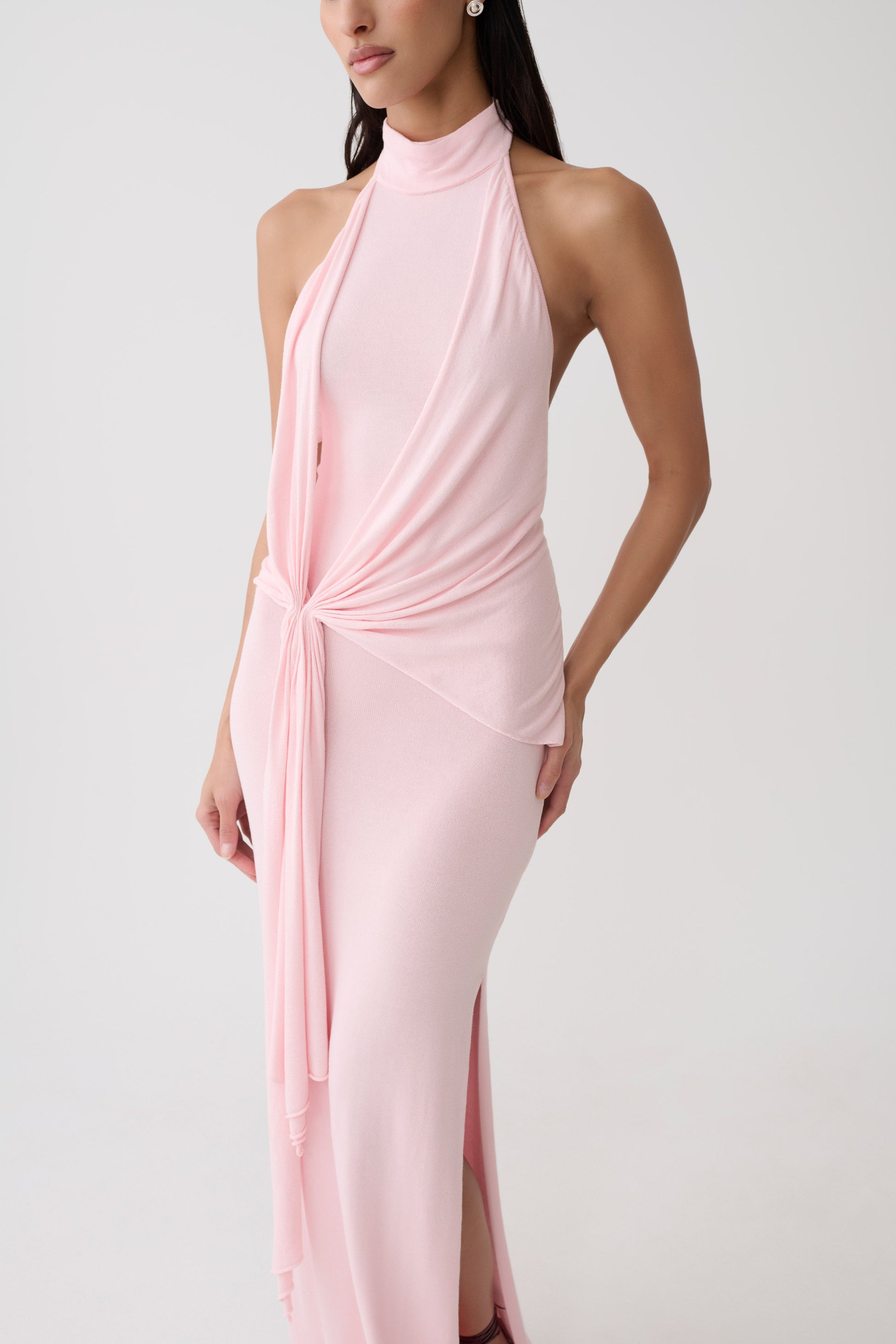 Cindylou Halter Knit Maxi Dress - Baby Pink #3