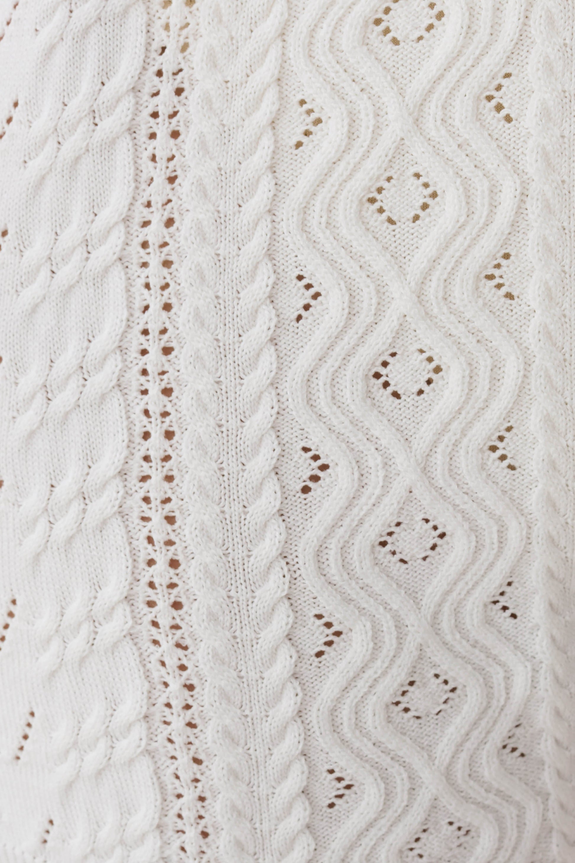 Darlene Pointelle Knit Long Sleeve Top - White #7