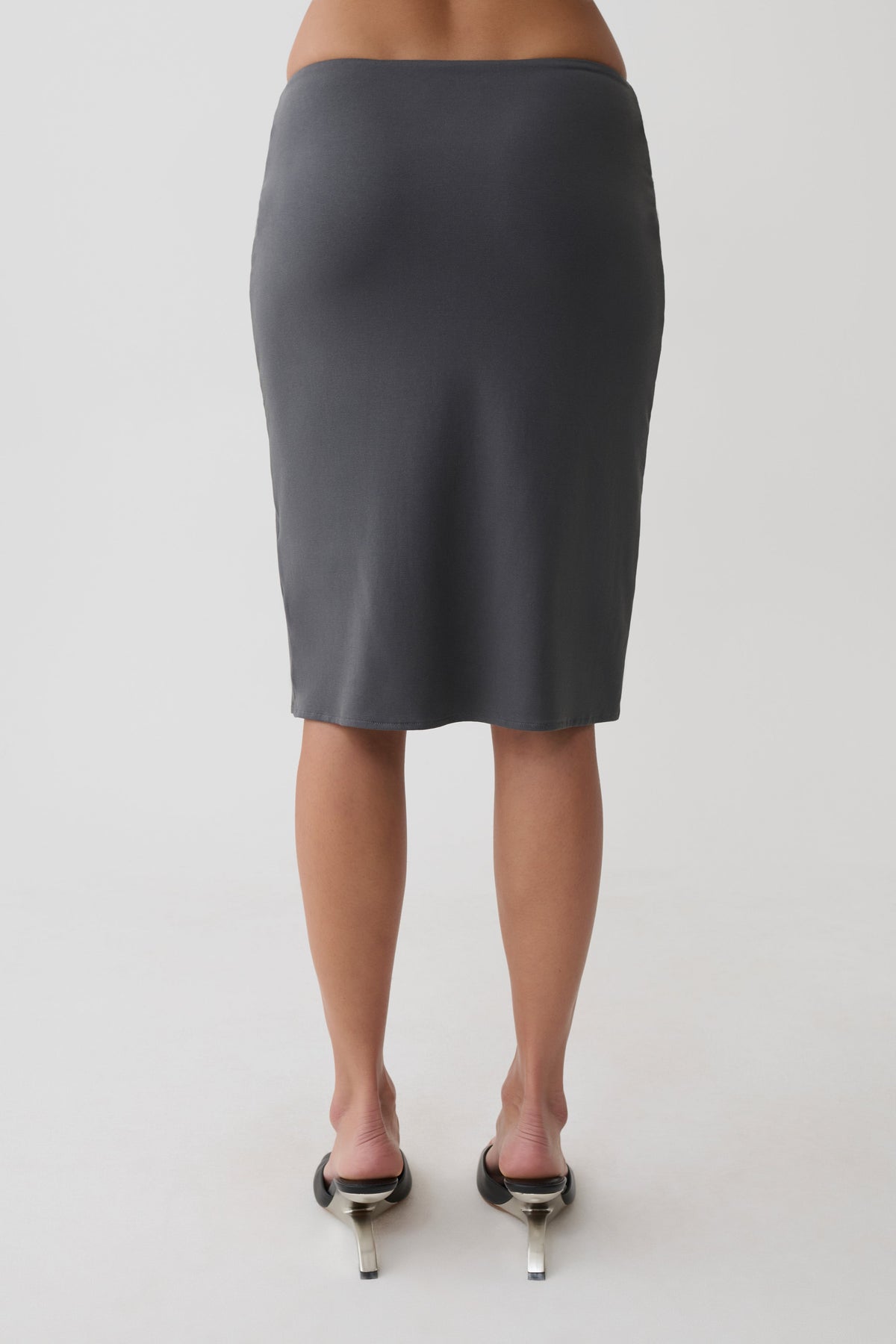 Elio Peached Jersey Midi Skirt - Charcoal #5