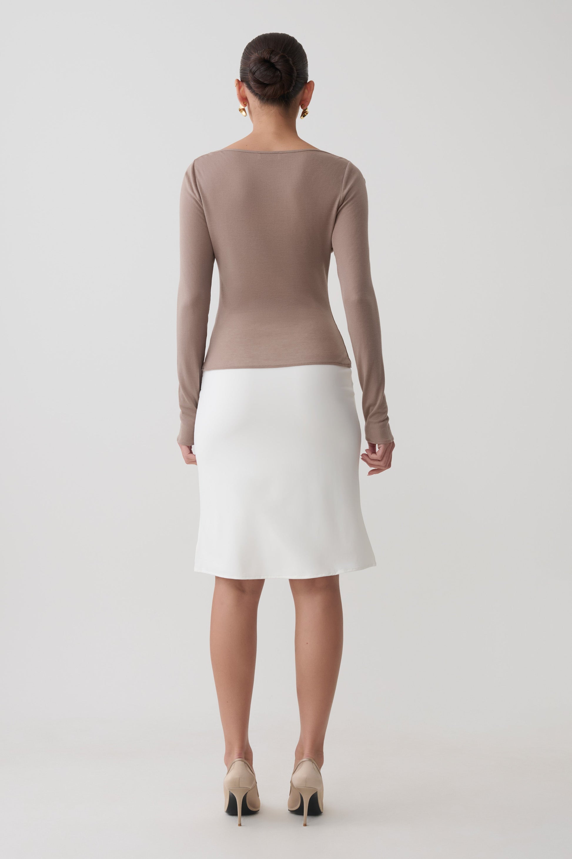 Greer Knee Length Skirt - White #2