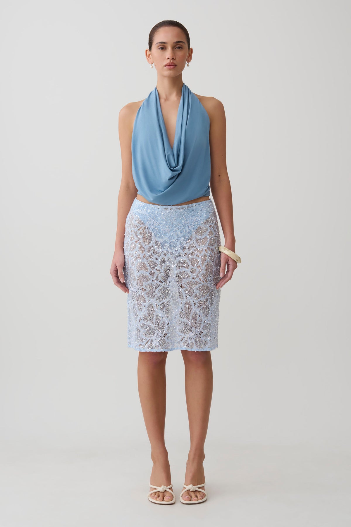 Huyen Cowl Front Modal Top - Blue Shadow #7