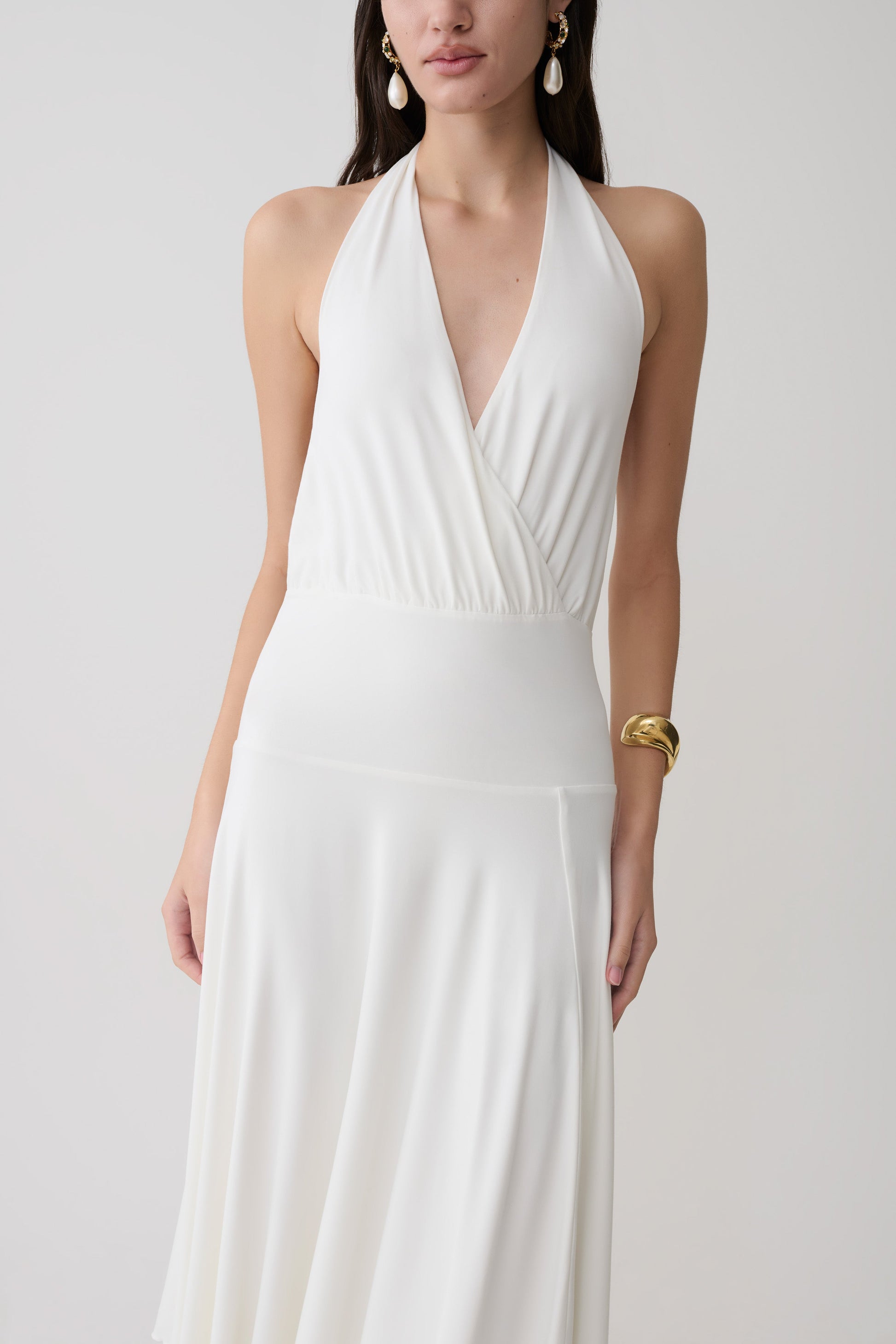 Krish Hankie Halter Midi Dress - White #5