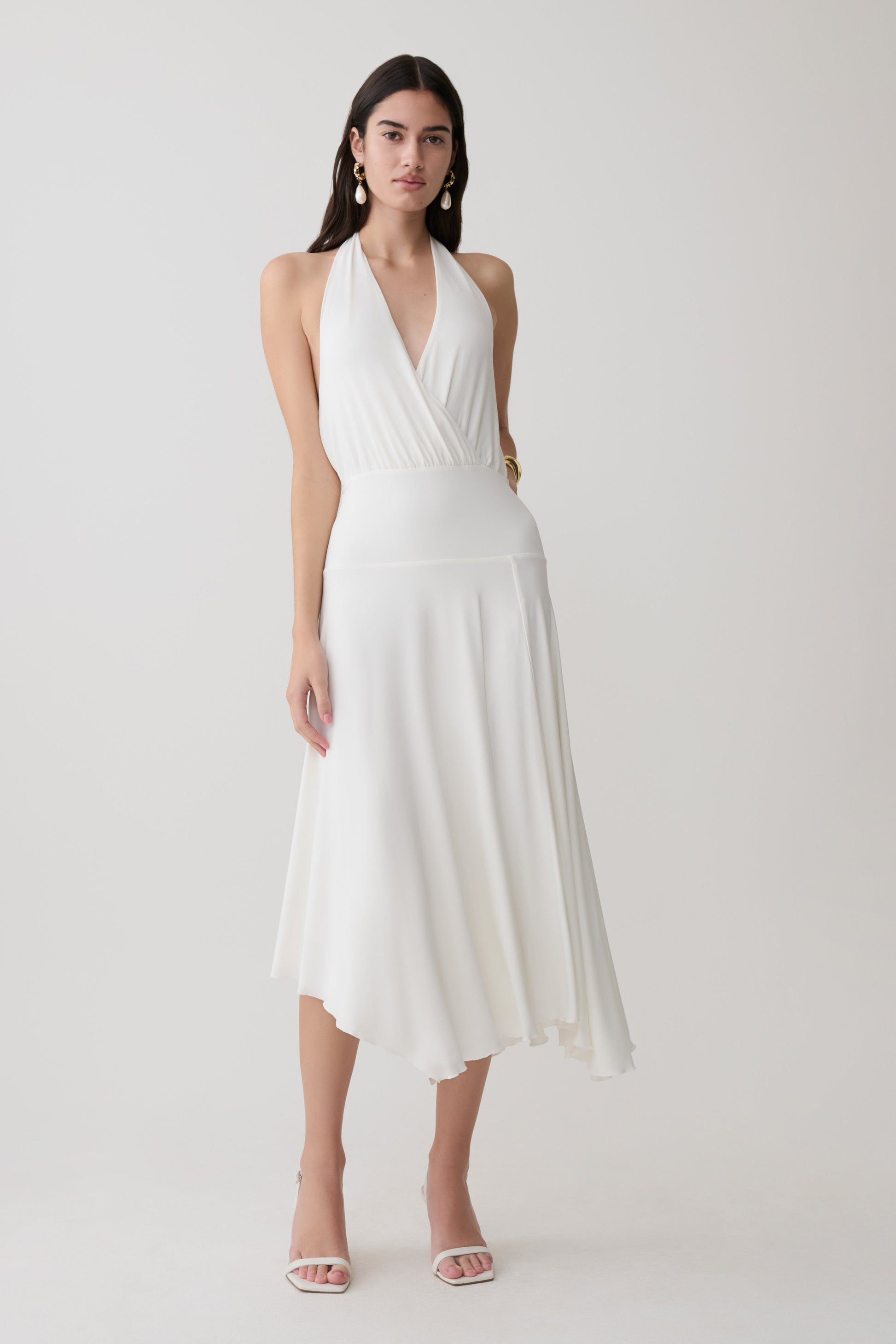 Krish Hankie Halter Midi Dress - White #5