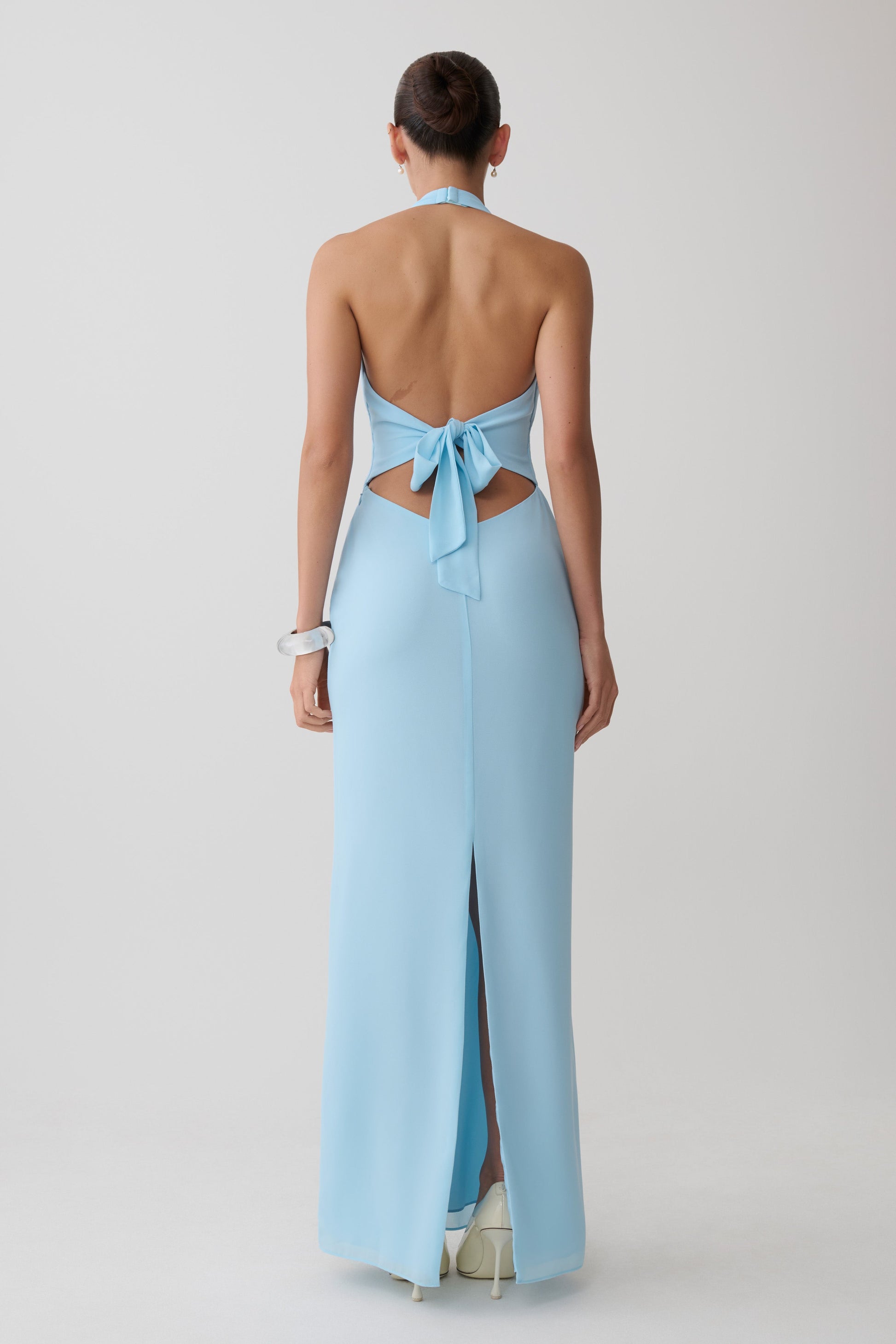 Valentina Chiffon Halter Maxi Dress - Pale Blue #2