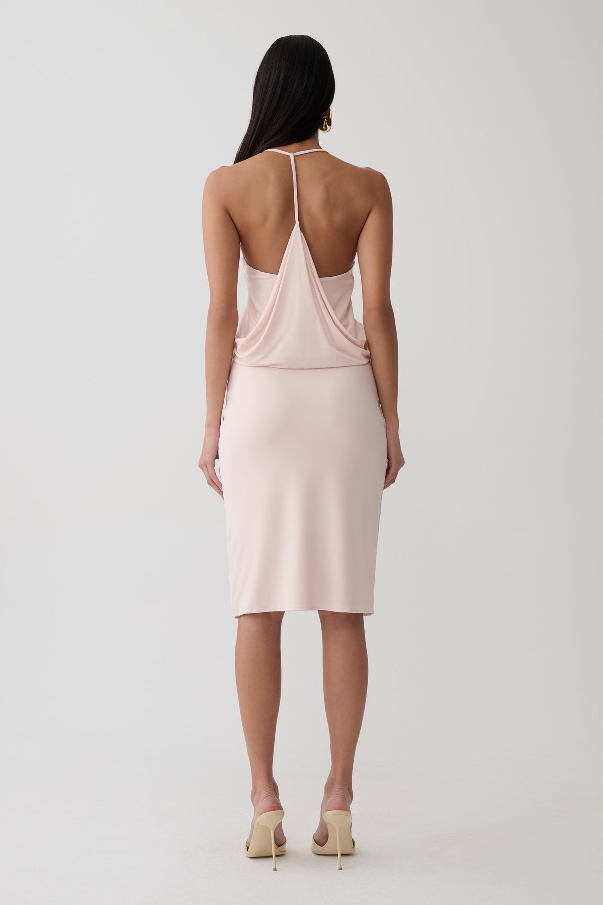 Fenn Peached Jersey Draped Back Top - Muted Pink #5