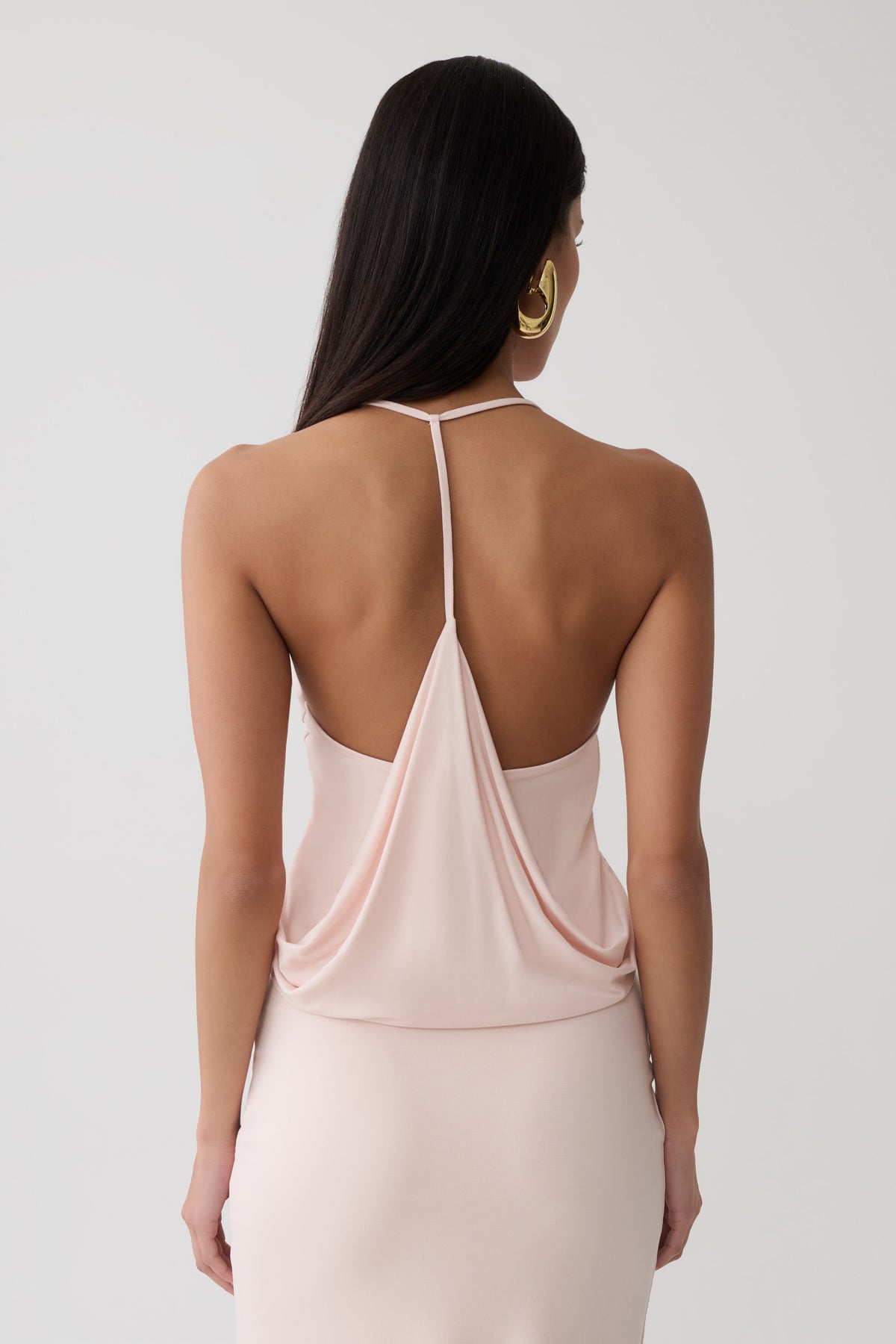 Fenn Peached Jersey Draped Back Top - Muted Pink #3