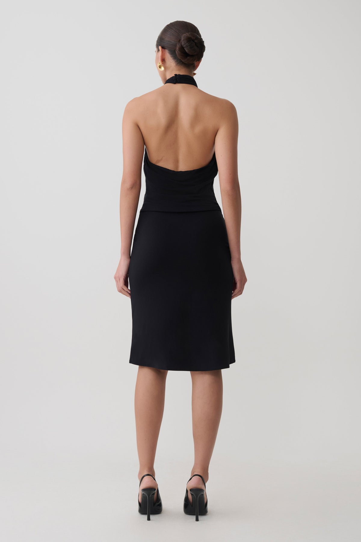 Maki Viscose Sleeveless Halter Top - Black