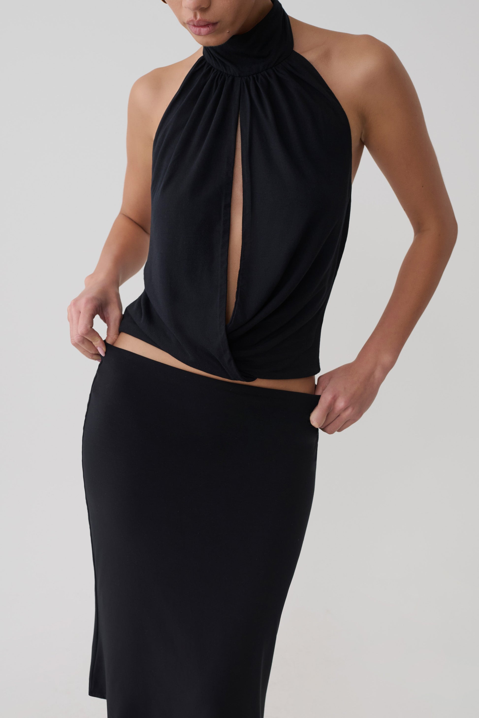 Maki Viscose Sleeveless Halter Top - Black #3