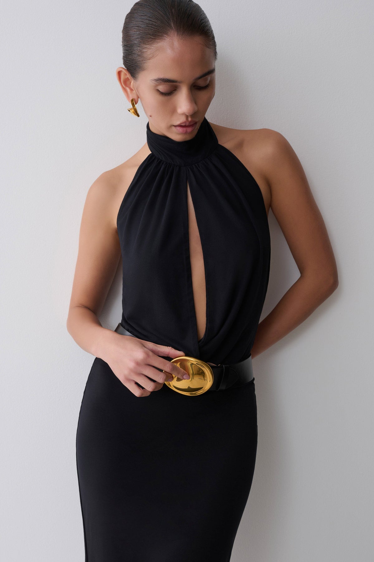 Maki Viscose Sleeveless Halter Top - Black #8