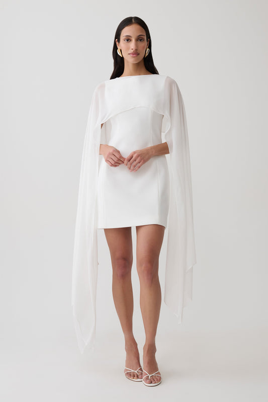 Triana Chiffon Overlay Mini Dress - White