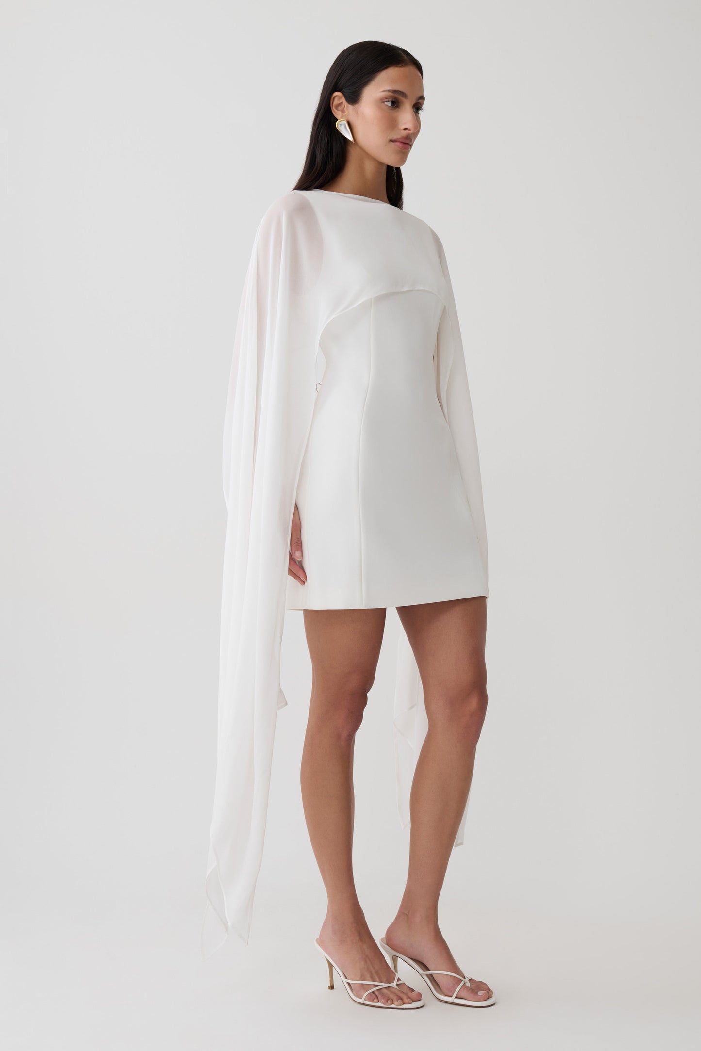 Triana Chiffon Overlay Mini Dress - White