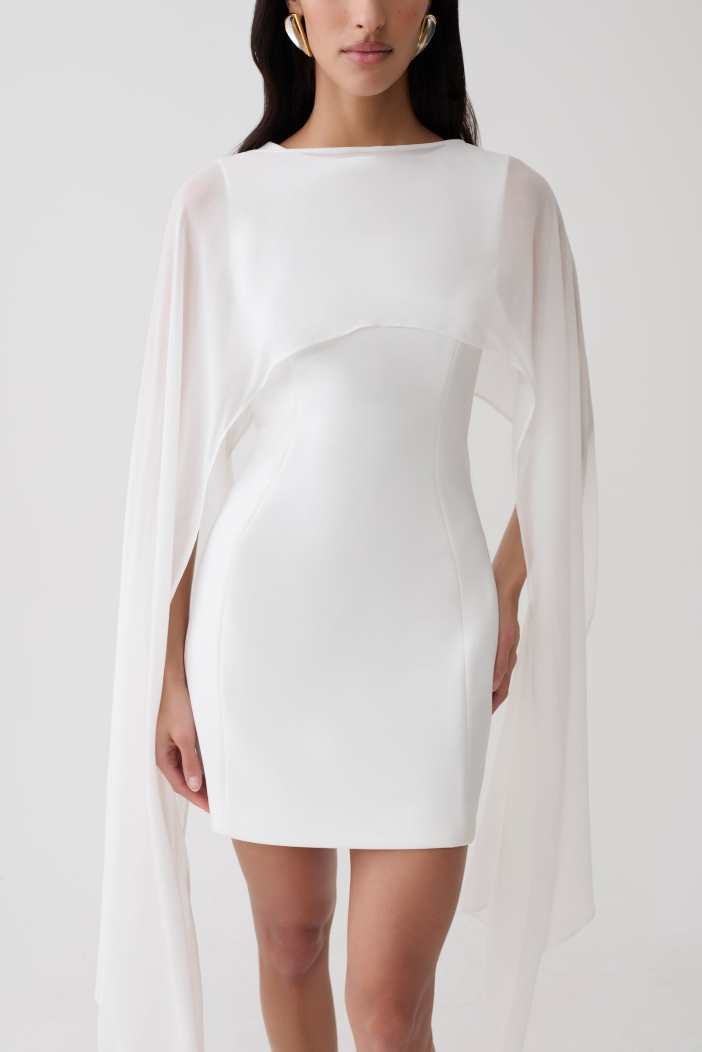 Triana Chiffon Overlay Mini Dress - White