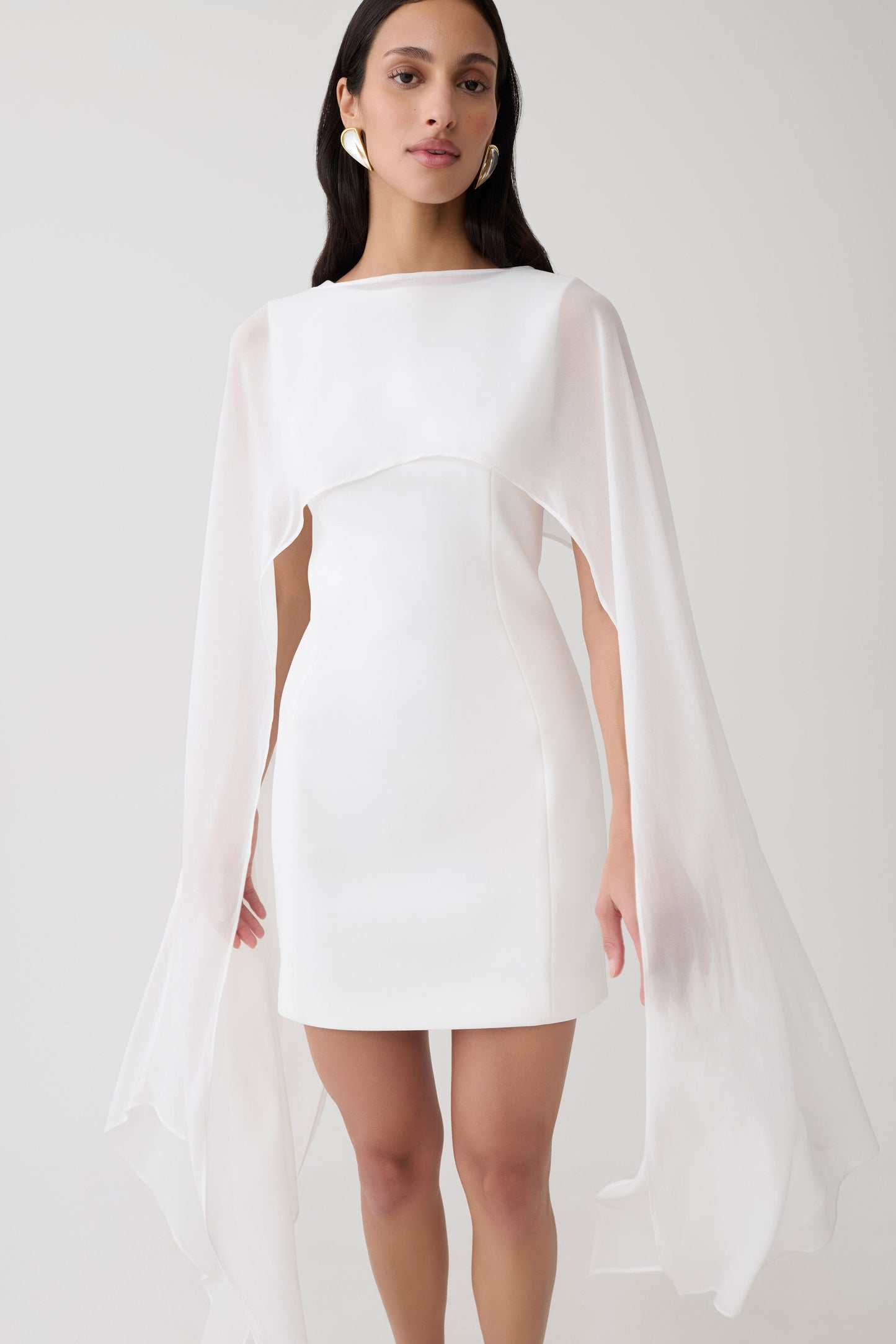 Triana Chiffon Overlay Mini Dress - White