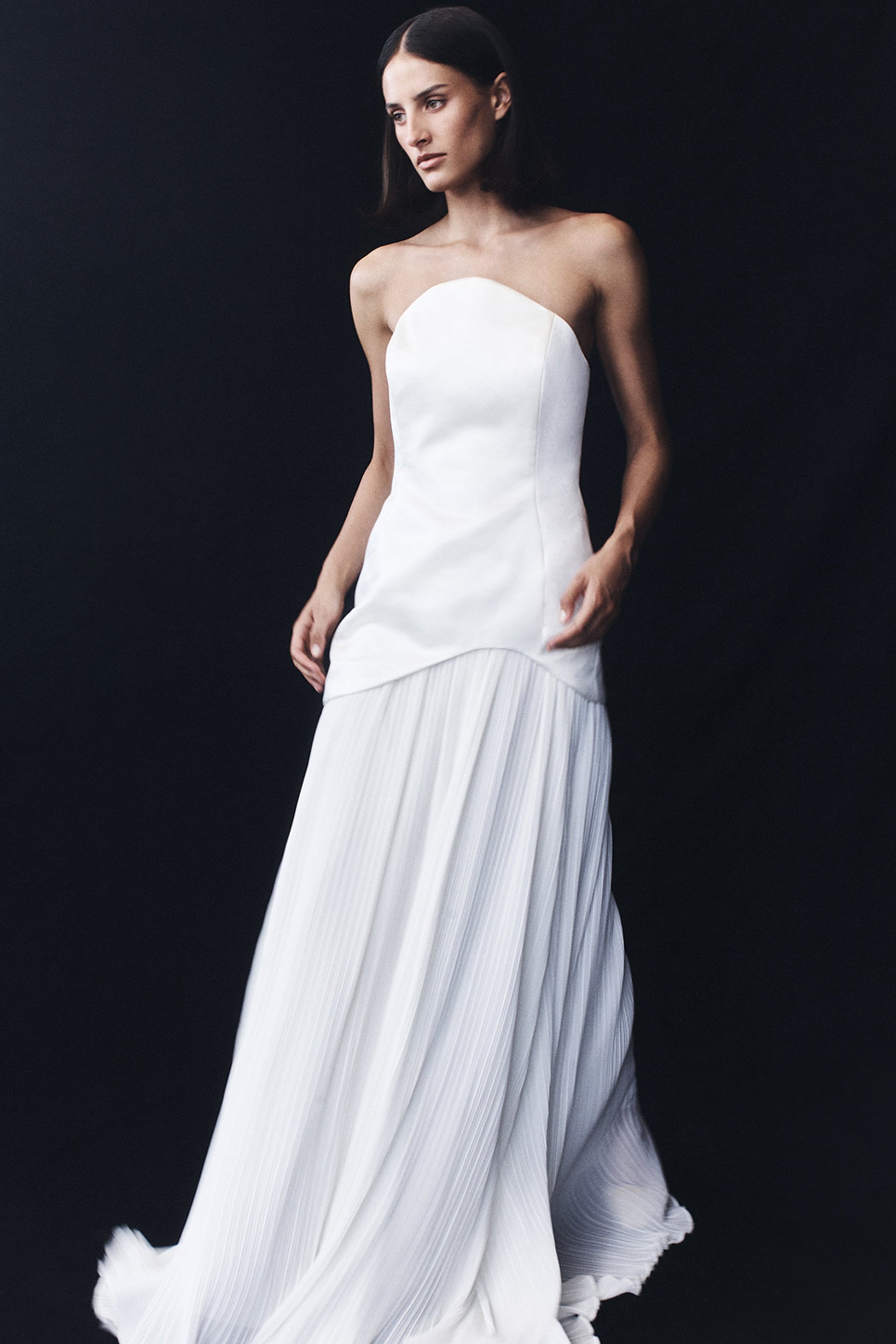 Juno Strapless Pleated Maxi Gown - White #13