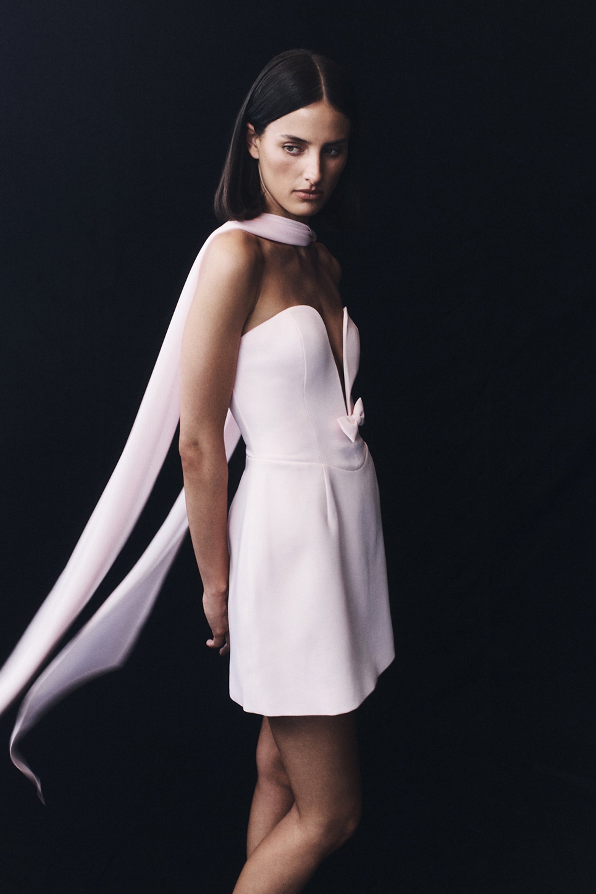 Orellia Strapless Suiting Mini Dress - Soft Pink #13