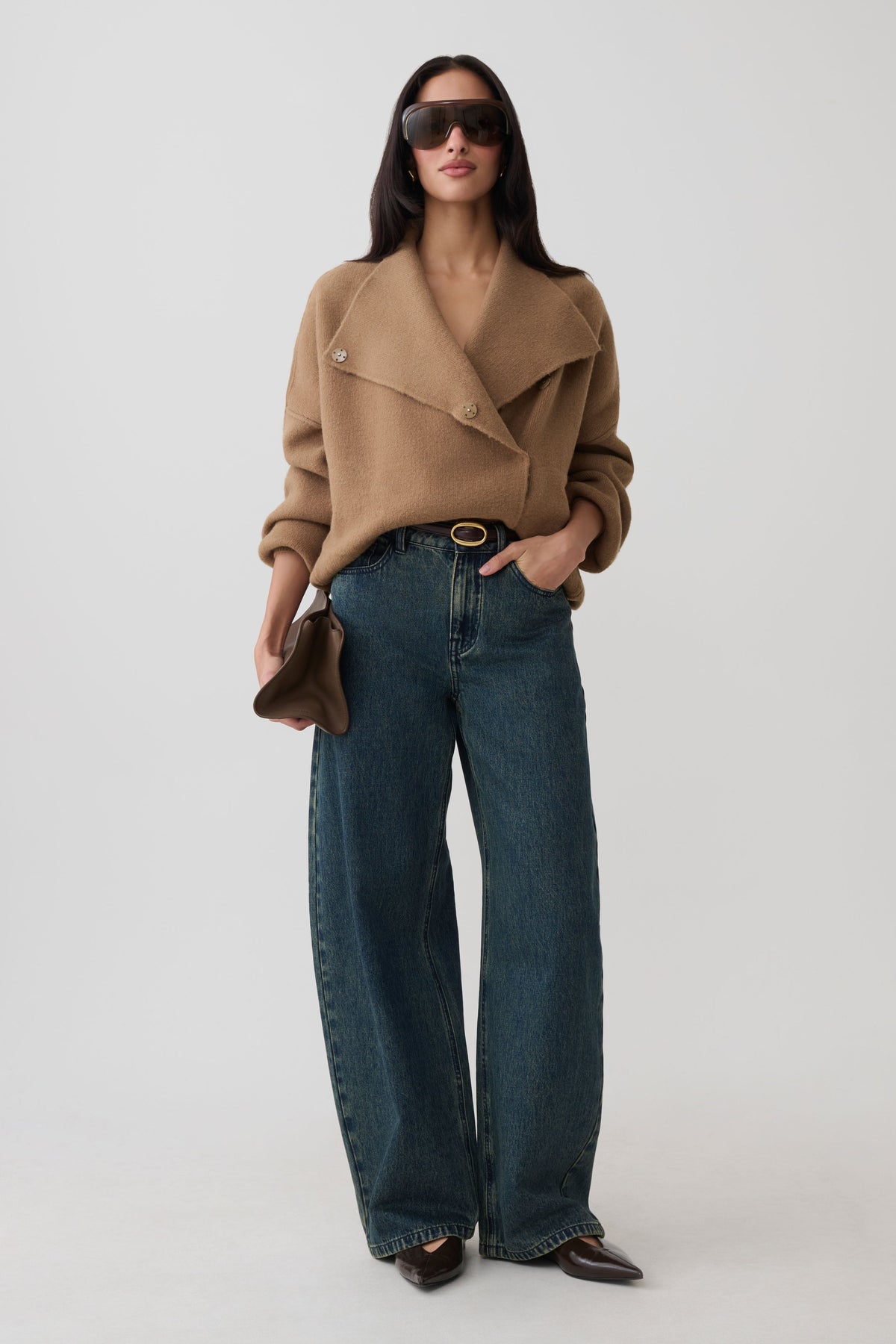 Brittany Blouson Knit Cardigan - Camel