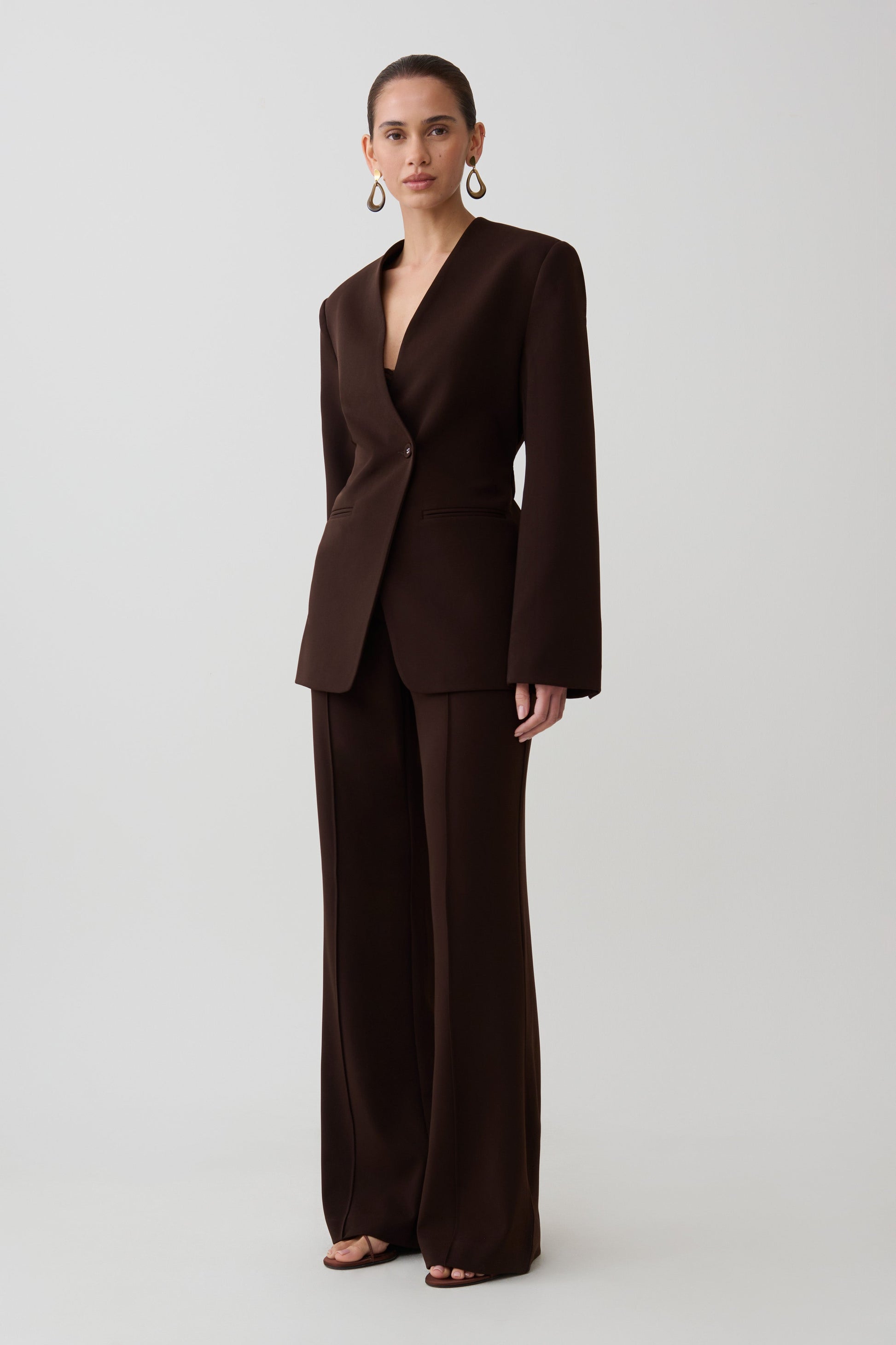 Darcie Fit And Flare Suiting Pants - Dark Chocolate #4