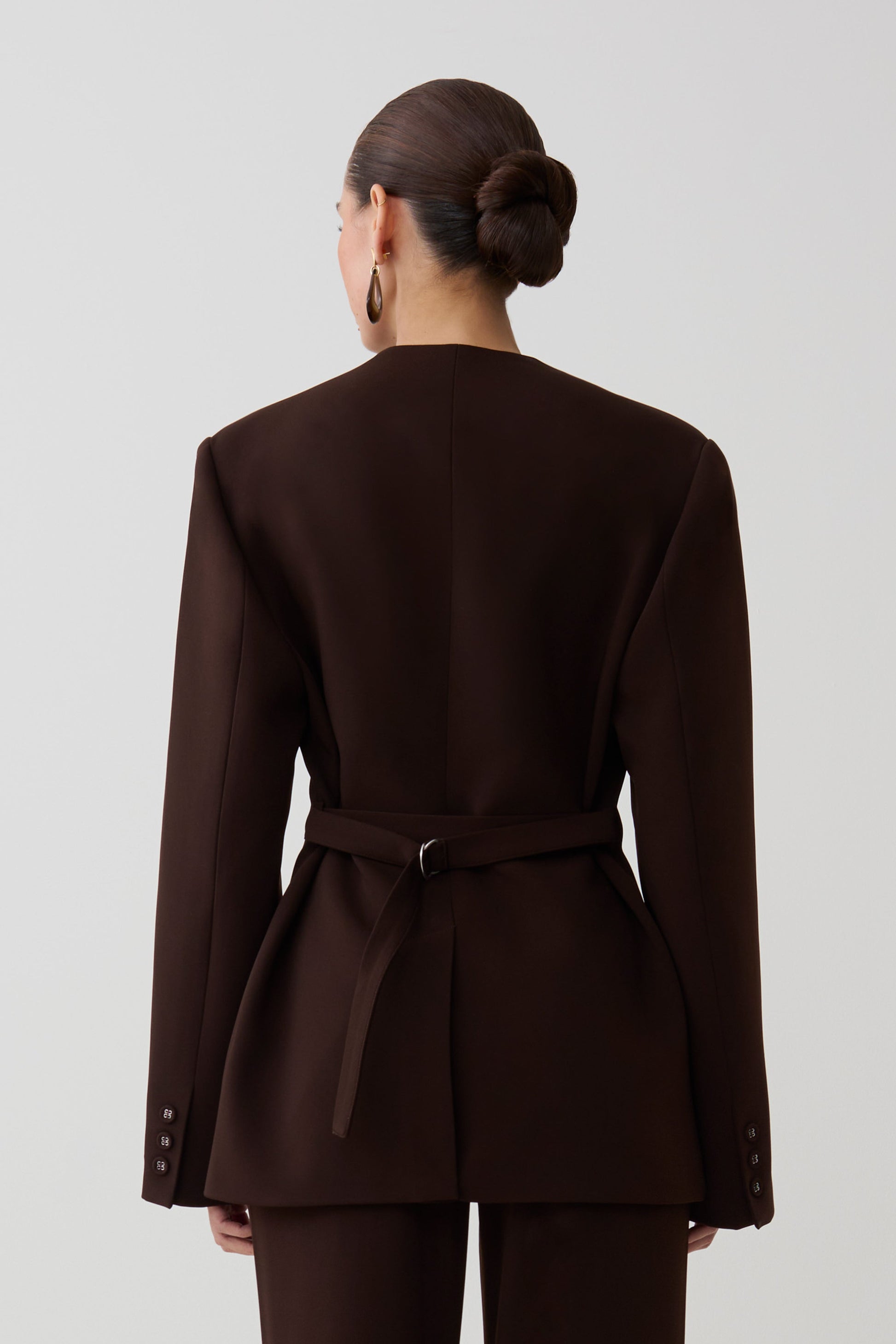 Darcie Drop Shoulder Suiting Blazer - Dark Chocolate #2