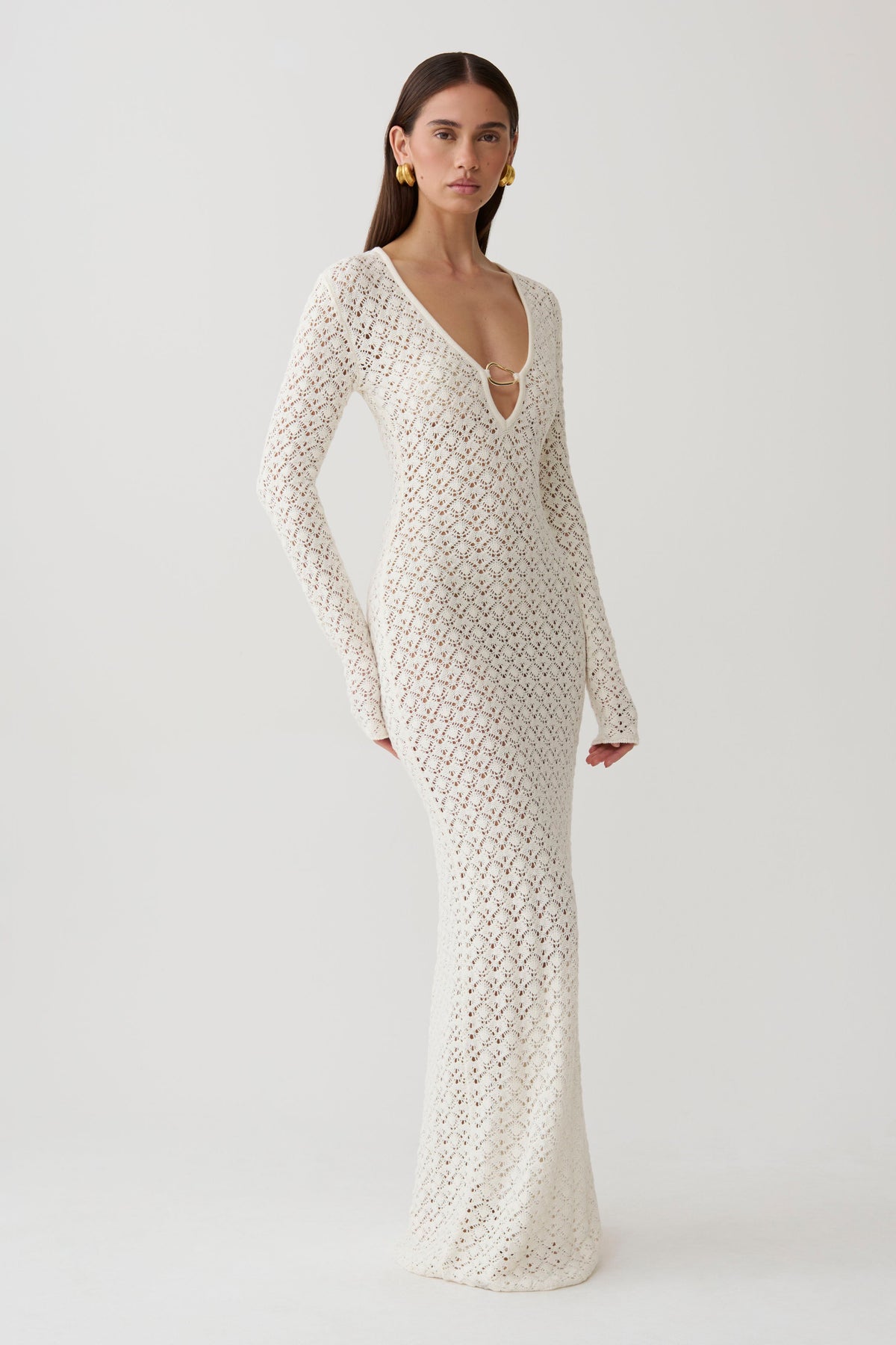 Jamaya Crochet Knit Maxi Dress - Ivory #4