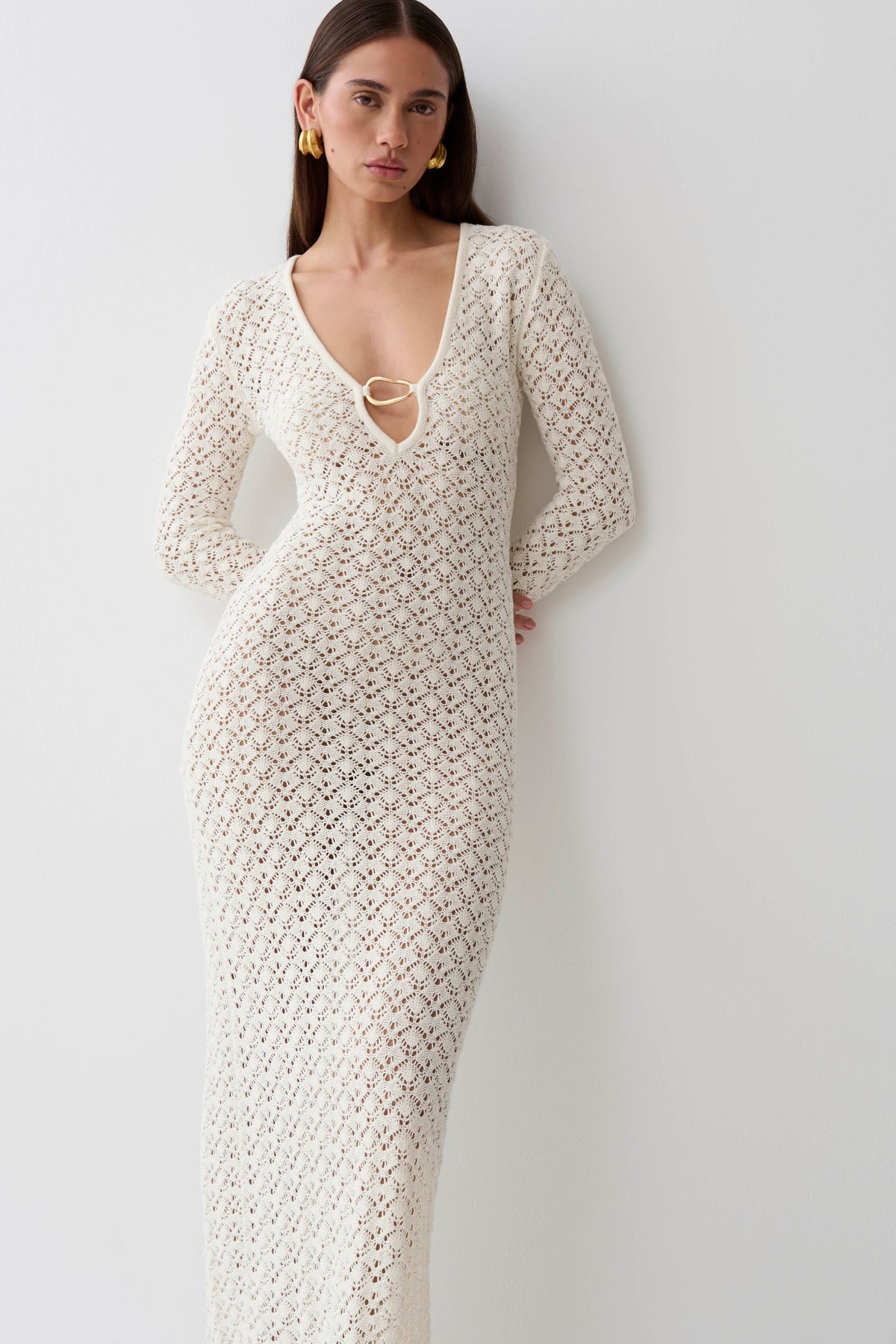 Jamaya Crochet Knit Maxi Dress - Ivory #6