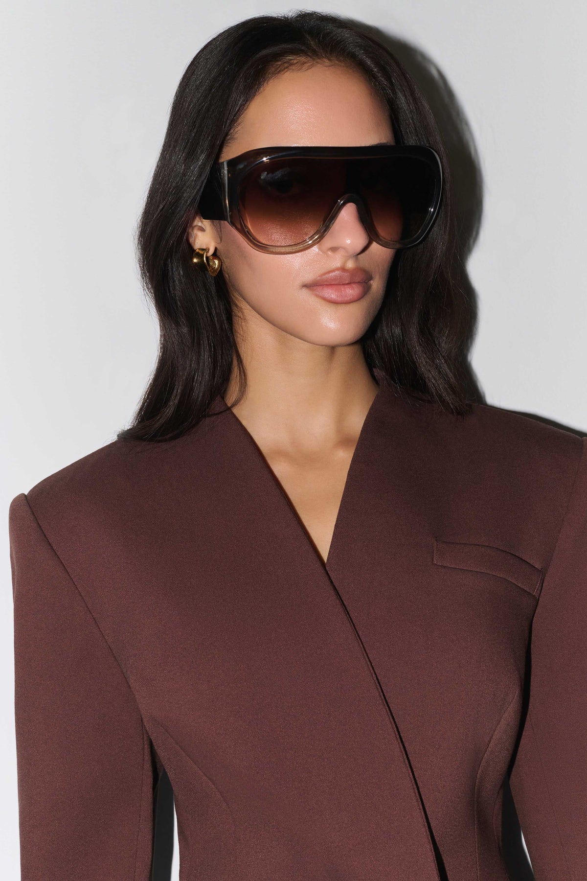 Makayla Suiting Structured Mini Dress - Dark Chocolate