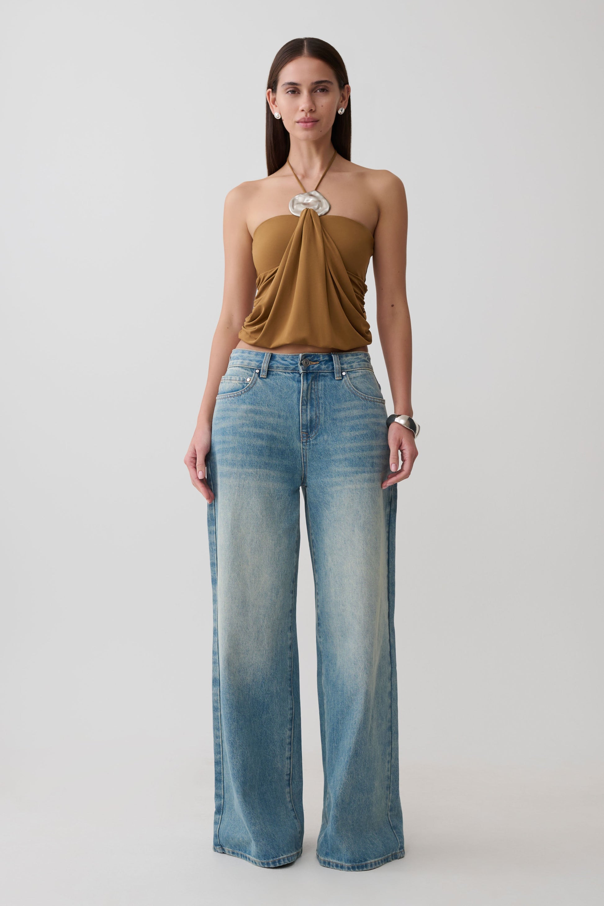 Sade Halter Top With Hardware - Caramel #7
