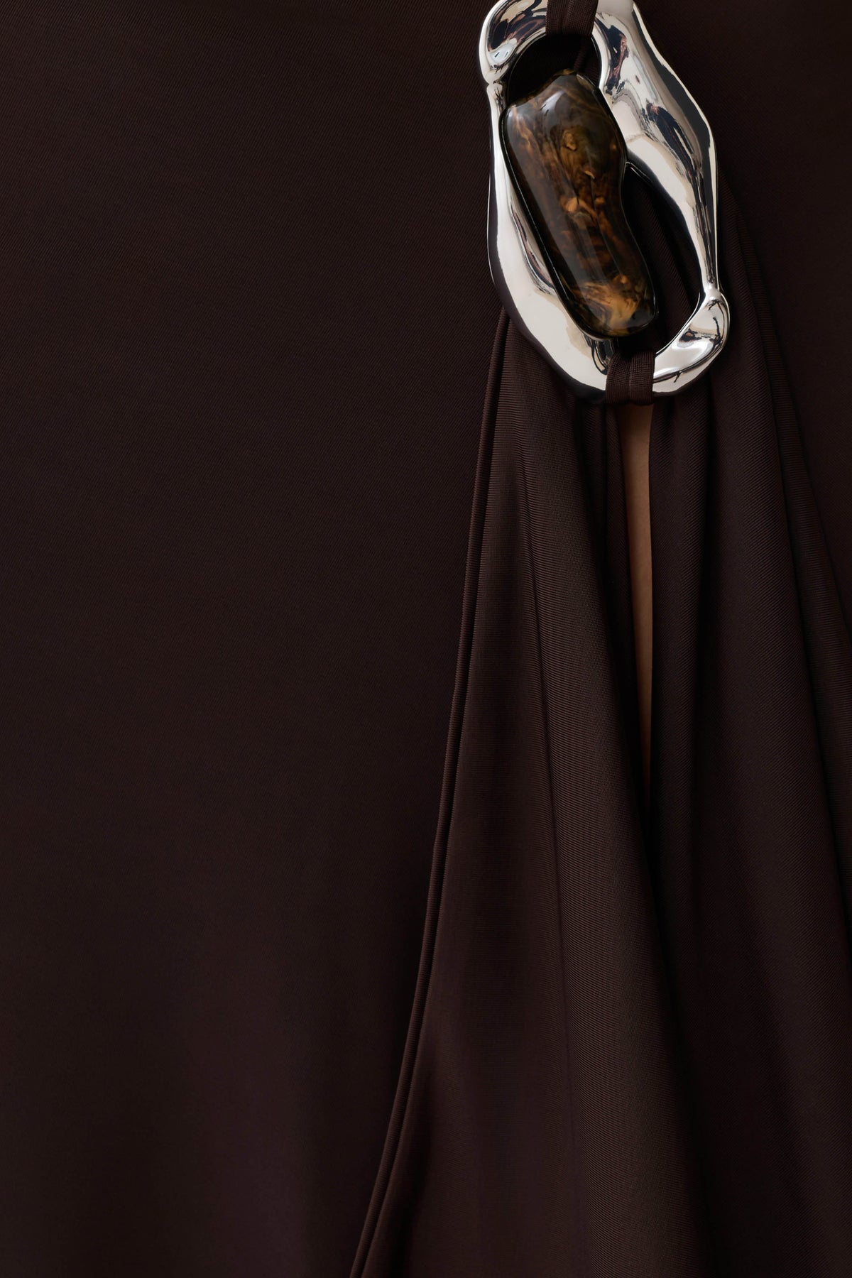 Sault Hankie Midi Skirt with Hardware - Dark Chocolate