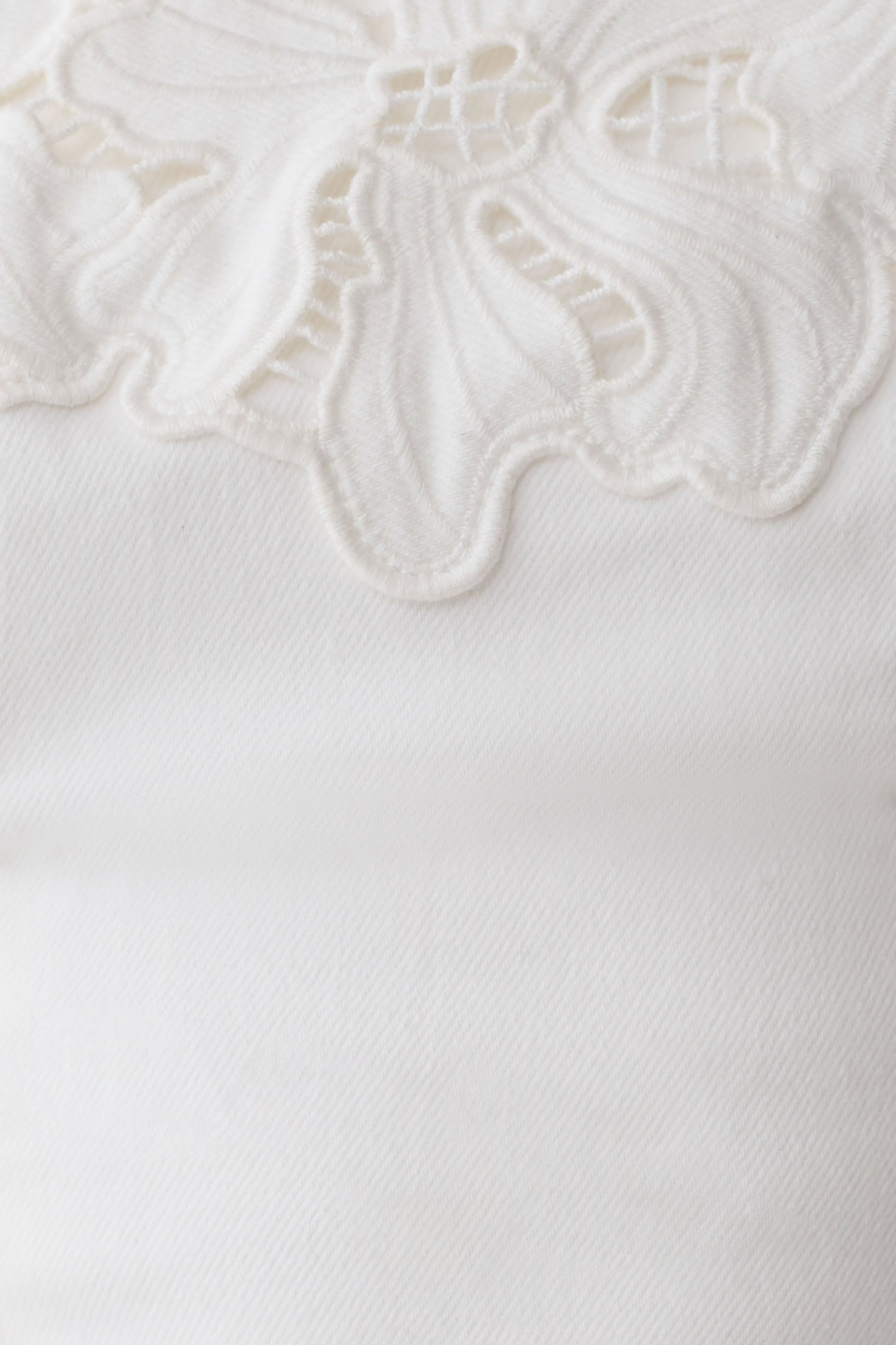 Tillie Flower Embroidery Strapless Denim Top - White #6
