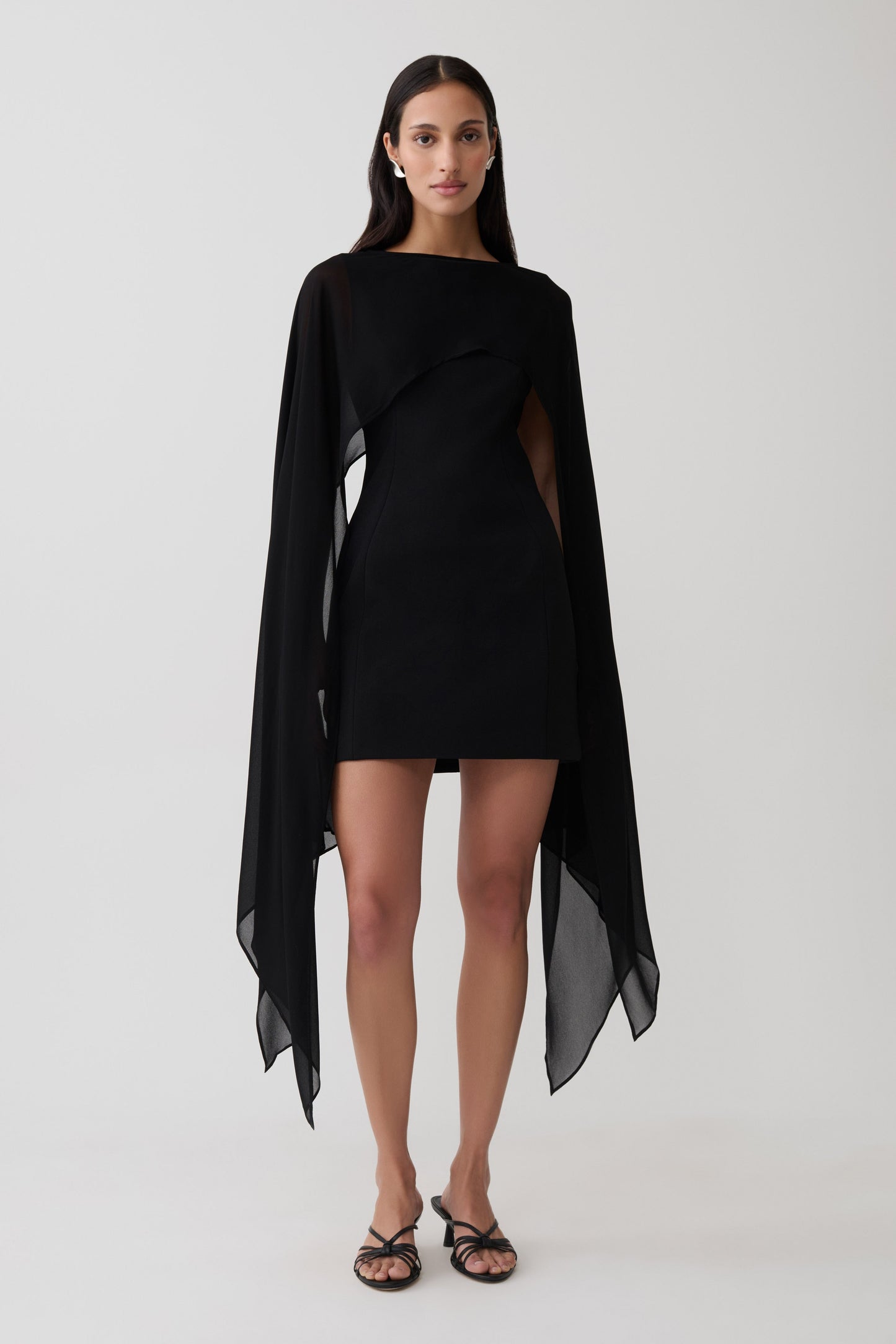 Triana Chiffon Overlay Mini Dress - Black
