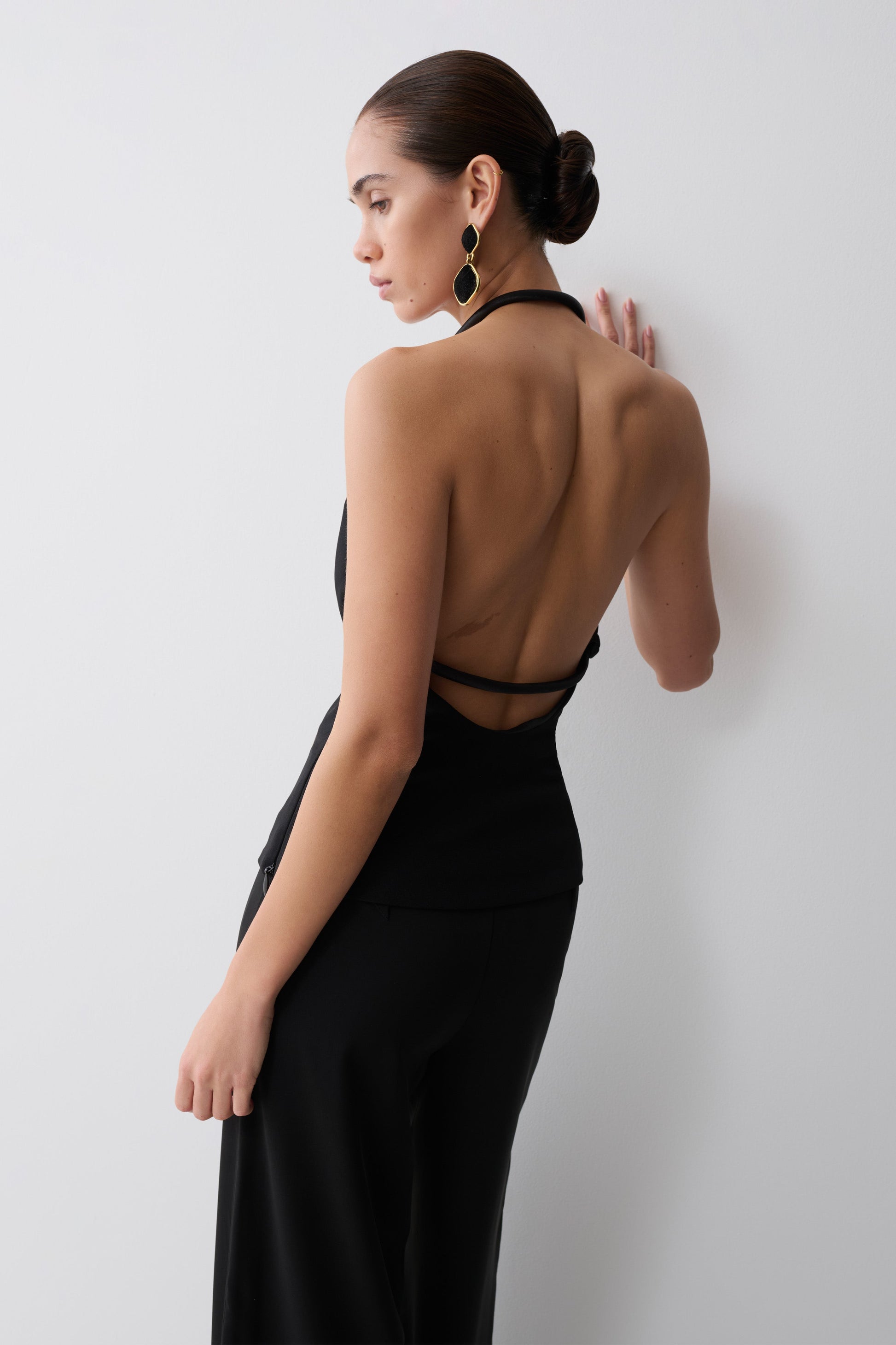 Gracie Halter Neck Asymmetrical Top - Black #3