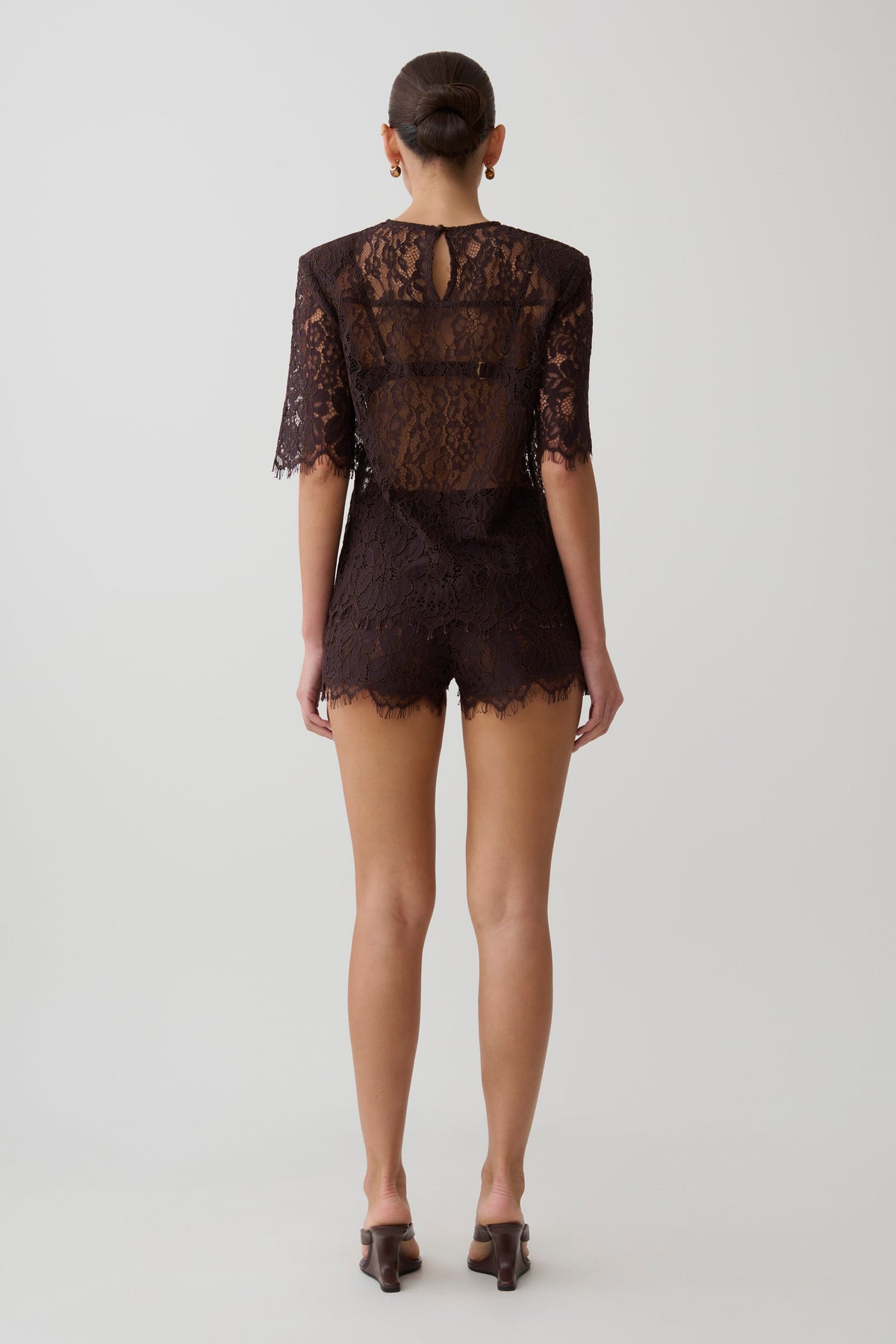 Gigi Lace Mini Shorts - Dark Chocolate #2