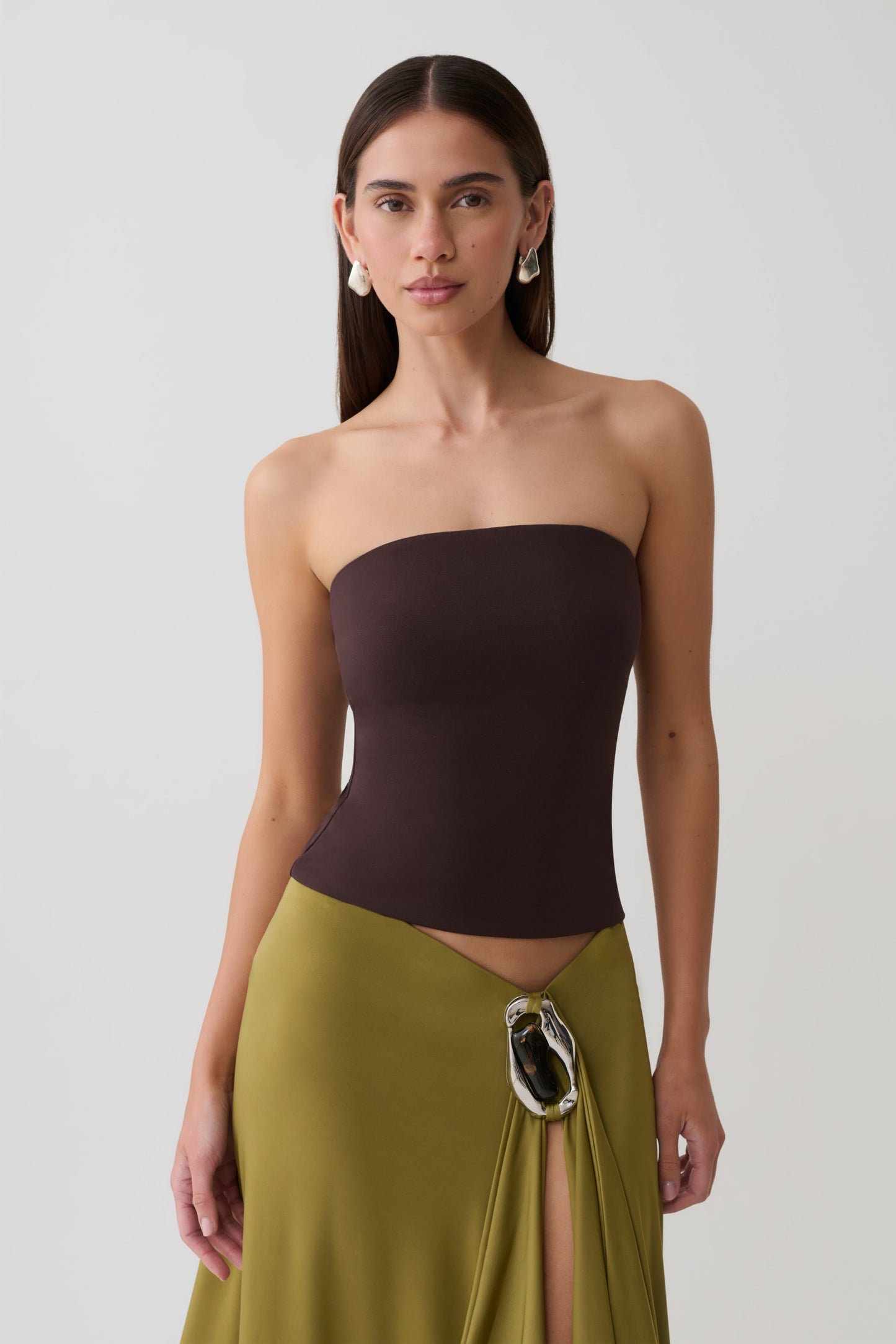 Harley Strapless Bandeau Top - Chocolate