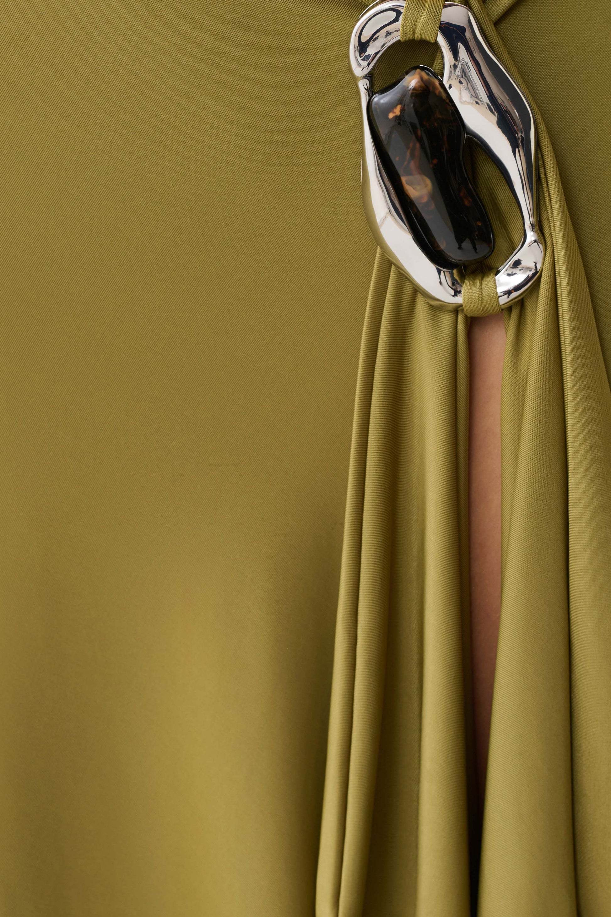 Sault Hankie Midi Skirt with Hardware - Martini Olive #9