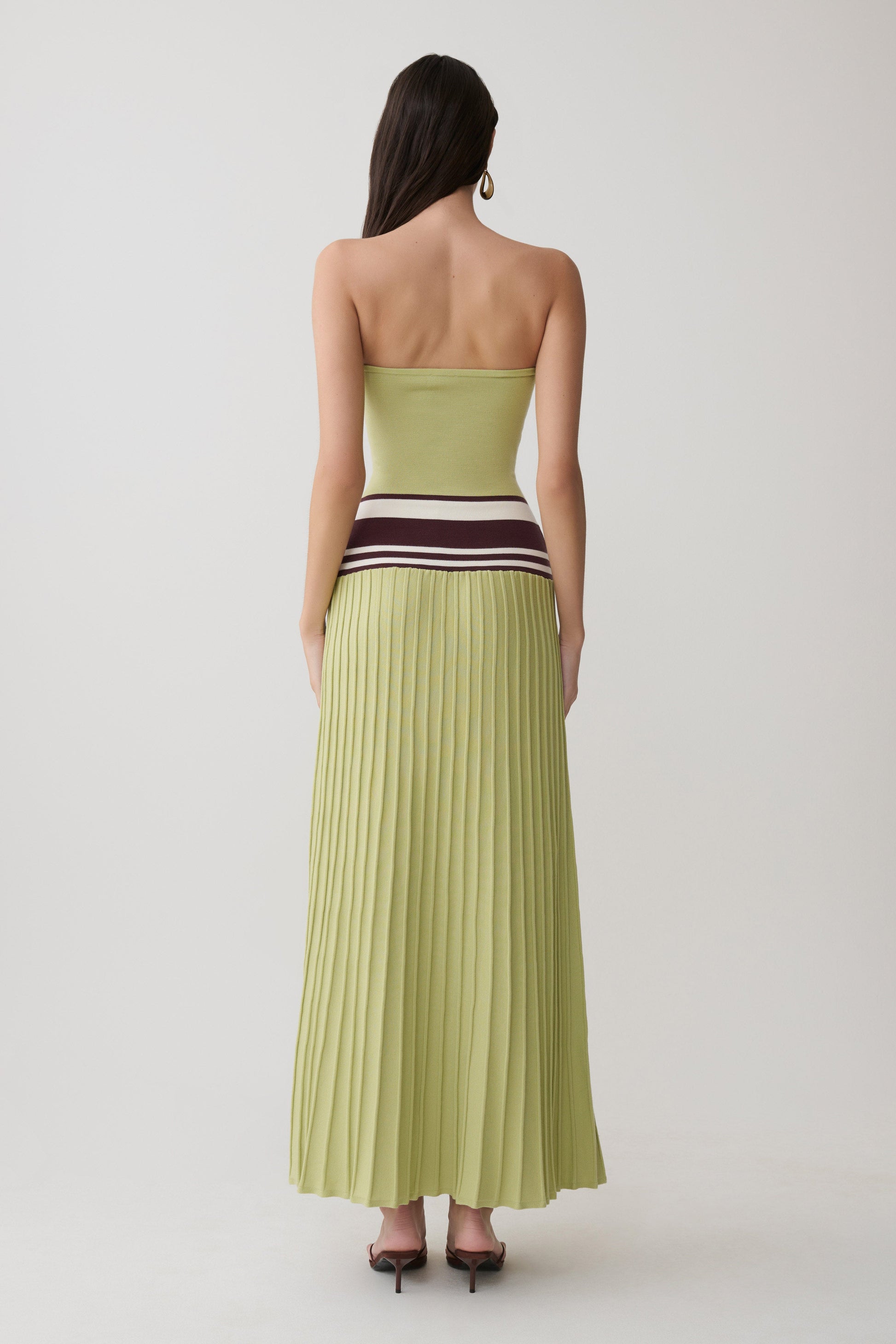 Solaris Strapless Contrast Knit Maxi Dress - Light Olive #2