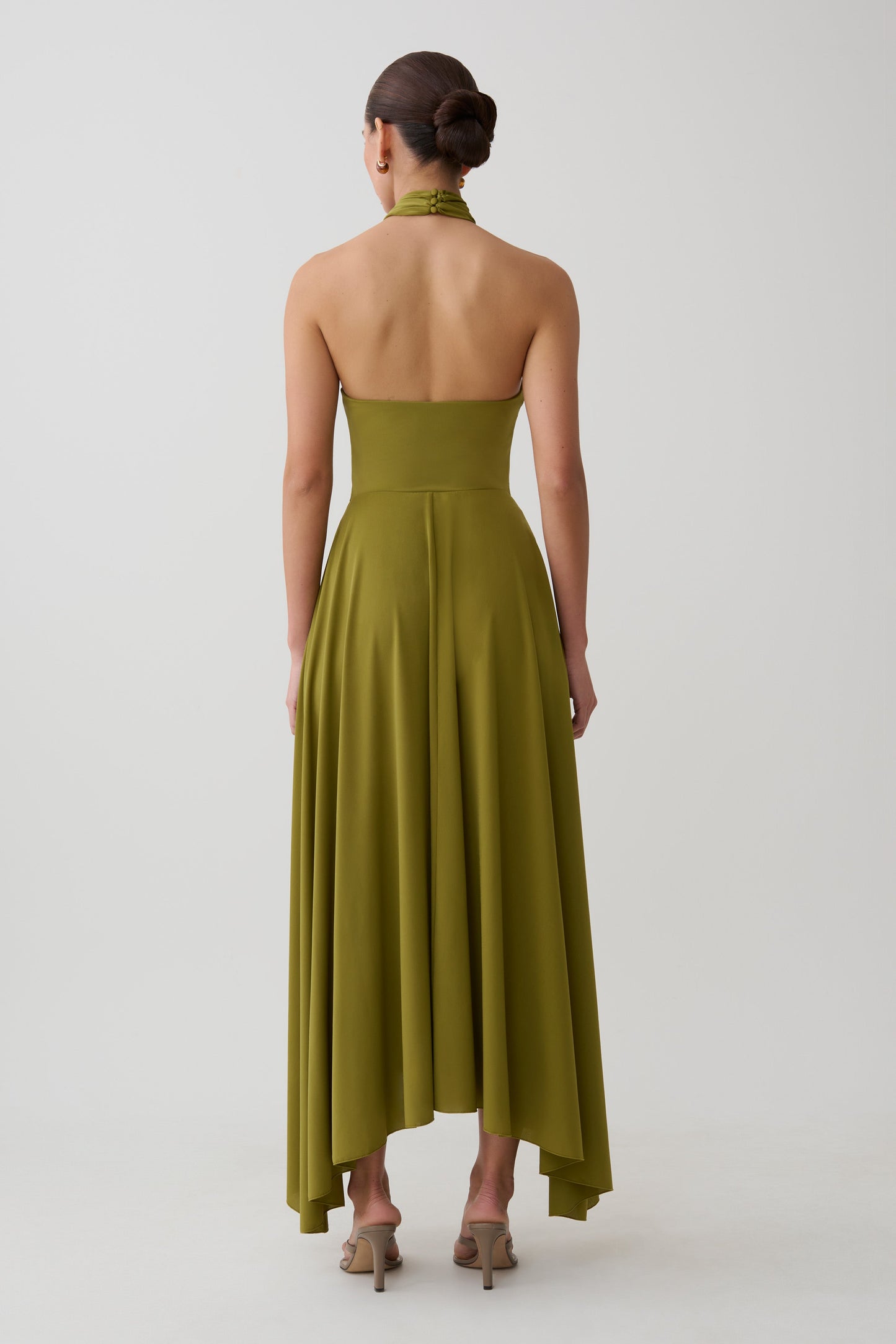 Bambi Twisted Neck Dry Jersey Bodysuit - Martini Olive