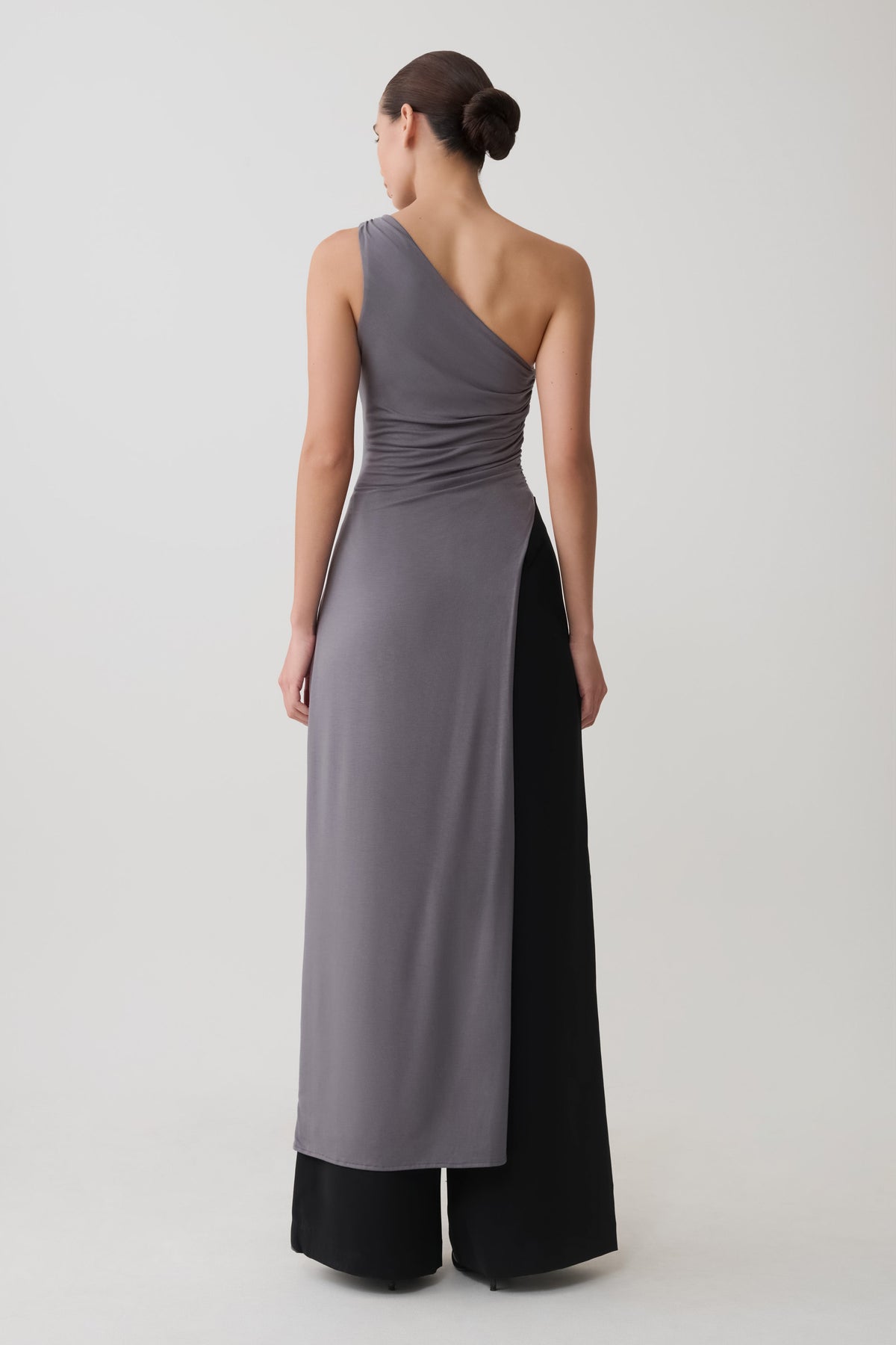 Coriona Long Line Top With Front Cut Out - Grey #2